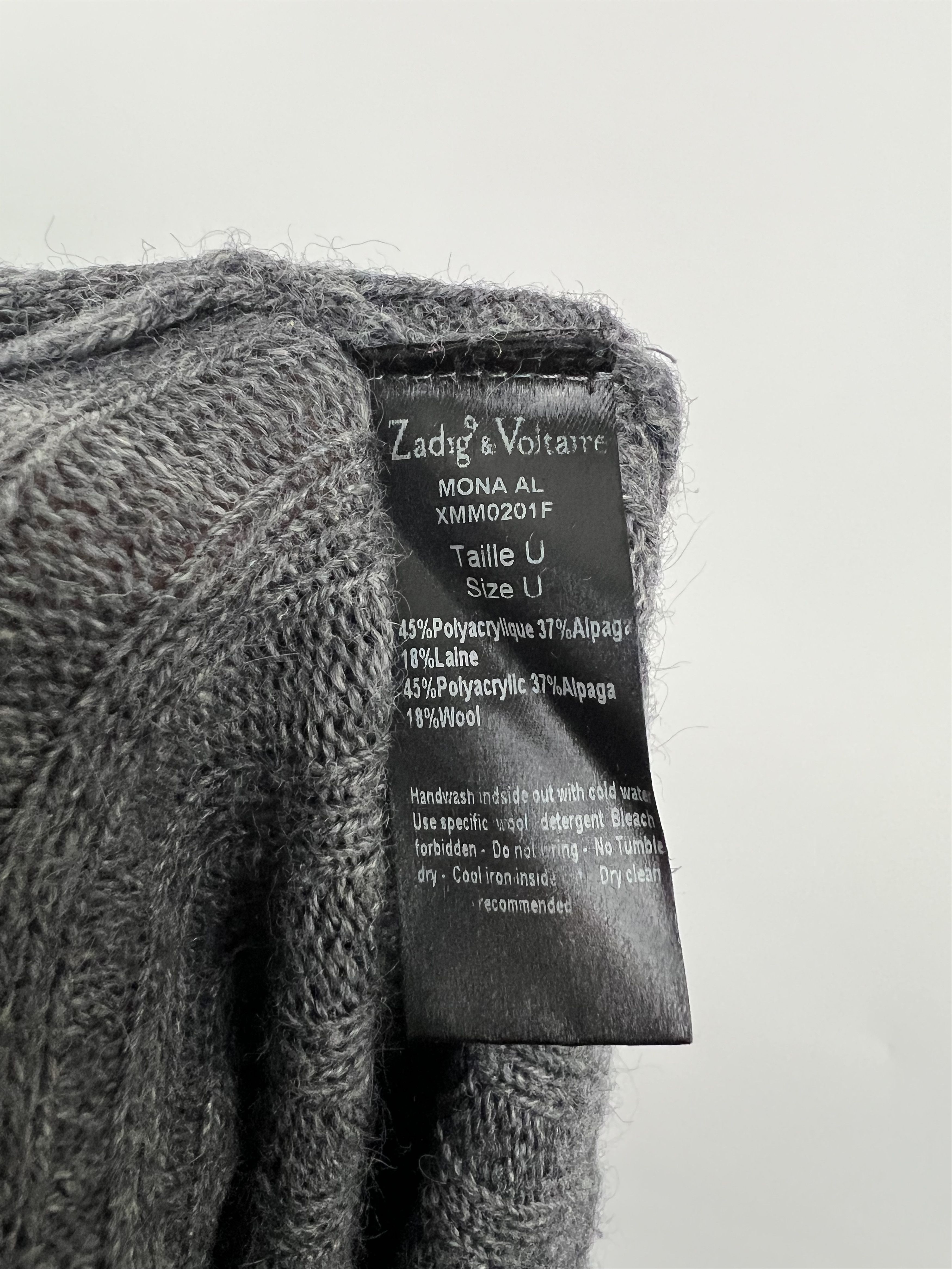 Zadig & Voltaire Zadig Voltaire Alpaca Wool Asymmetrical Ribbed Open Cardigan Size ONE SIZE - 14 Thumbnail