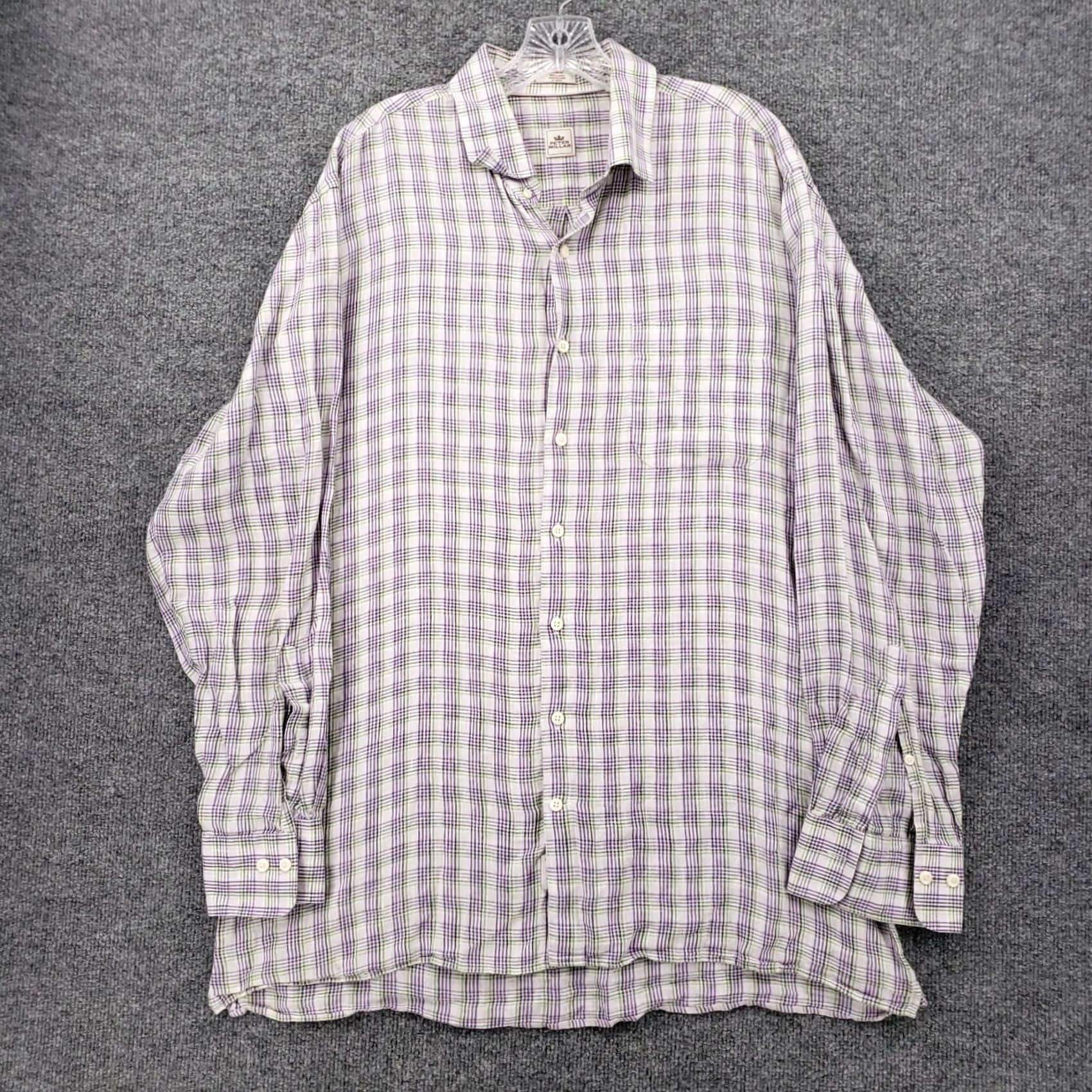 Peter Millar Peter Millar Button-Up Shirt Mens L Gray Plaid Linen Long Sleeve Collared Button-Up Mens Shirt Gray Linen Pl ai d Long Sleeve Collared Size US L / EU 52-54 / 3 - 2 Thumbnail