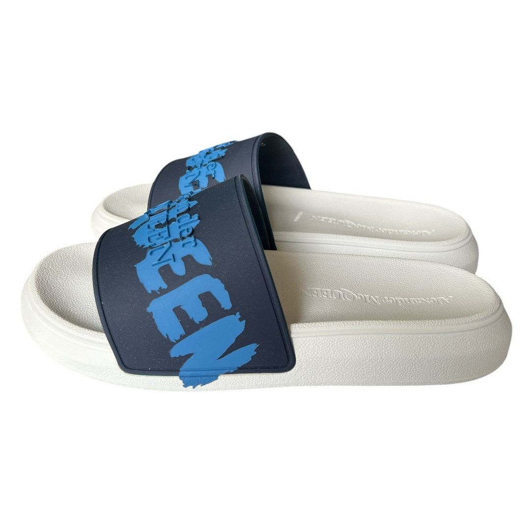 Alexander McQueen ALEXANDER MCQUEEN Navy Debossed Slide Sandals IT36.5/US6.5 Size US 6.5 / IT 36.5 - 5 Thumbnail