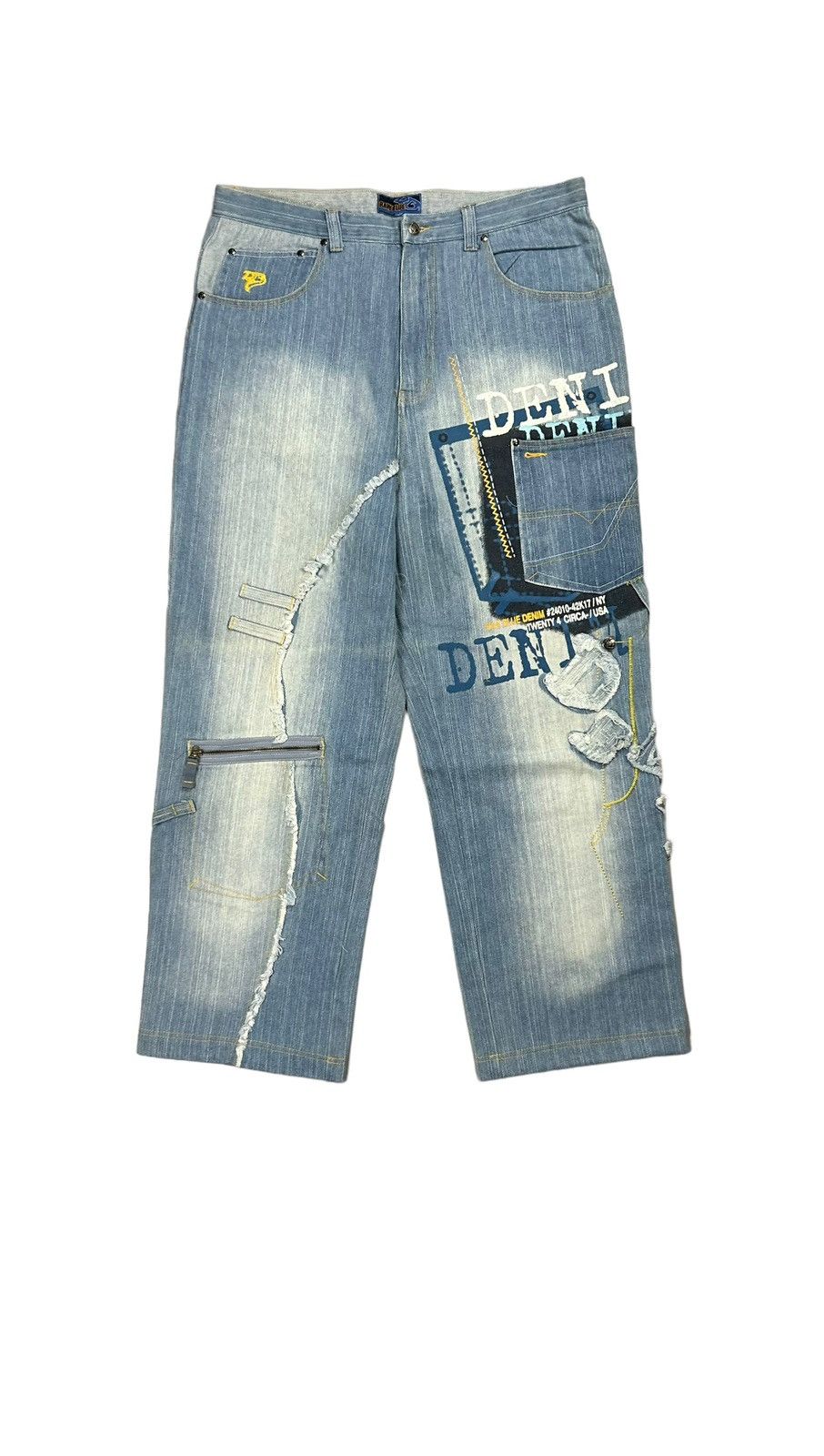 image of Archival Clothing x Deadstock Y2K Southpole Style Baggy Raw Blue Cargo Jeans, Men's (Size 38)