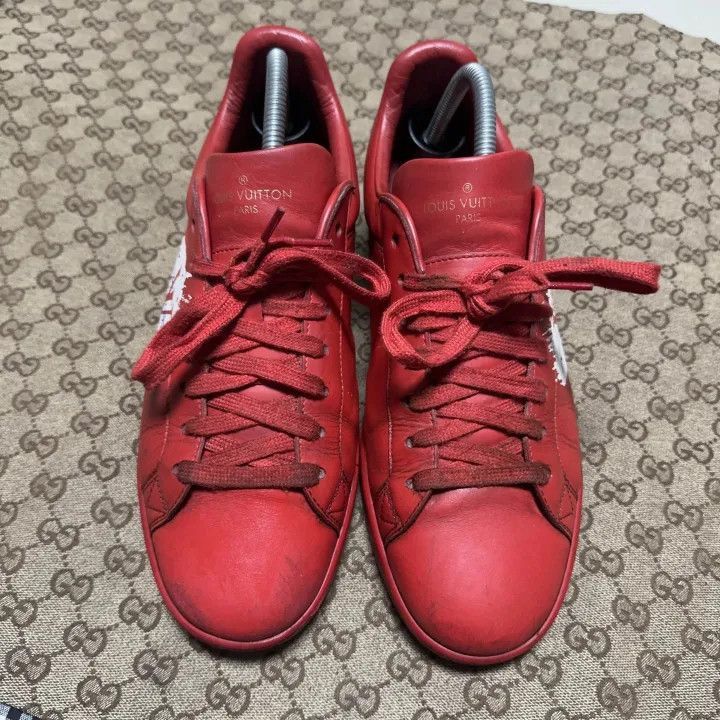 Louis Vuitton Louis Vuitton Red Leather Sporty Sneakers -2508 Size US 7 / EU 40 - 2 Thumbnail