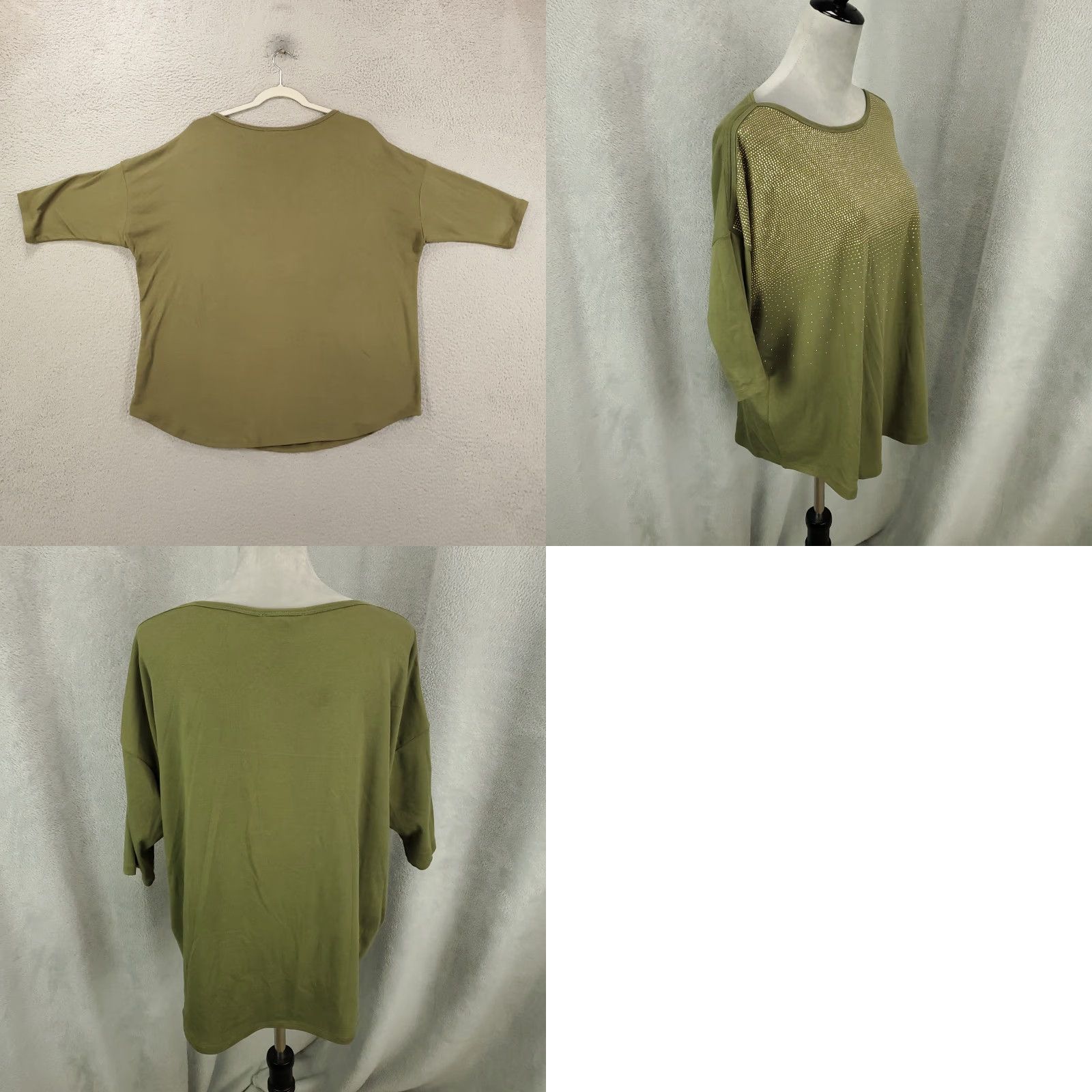 Vintage VINTAGE Established 1962 Green Plus Size Women's Cotton Blend Studded Sparkle Tunic Top 1X Casual Size XL / US 12-14 / IT 48-50 - 8 Thumbnail