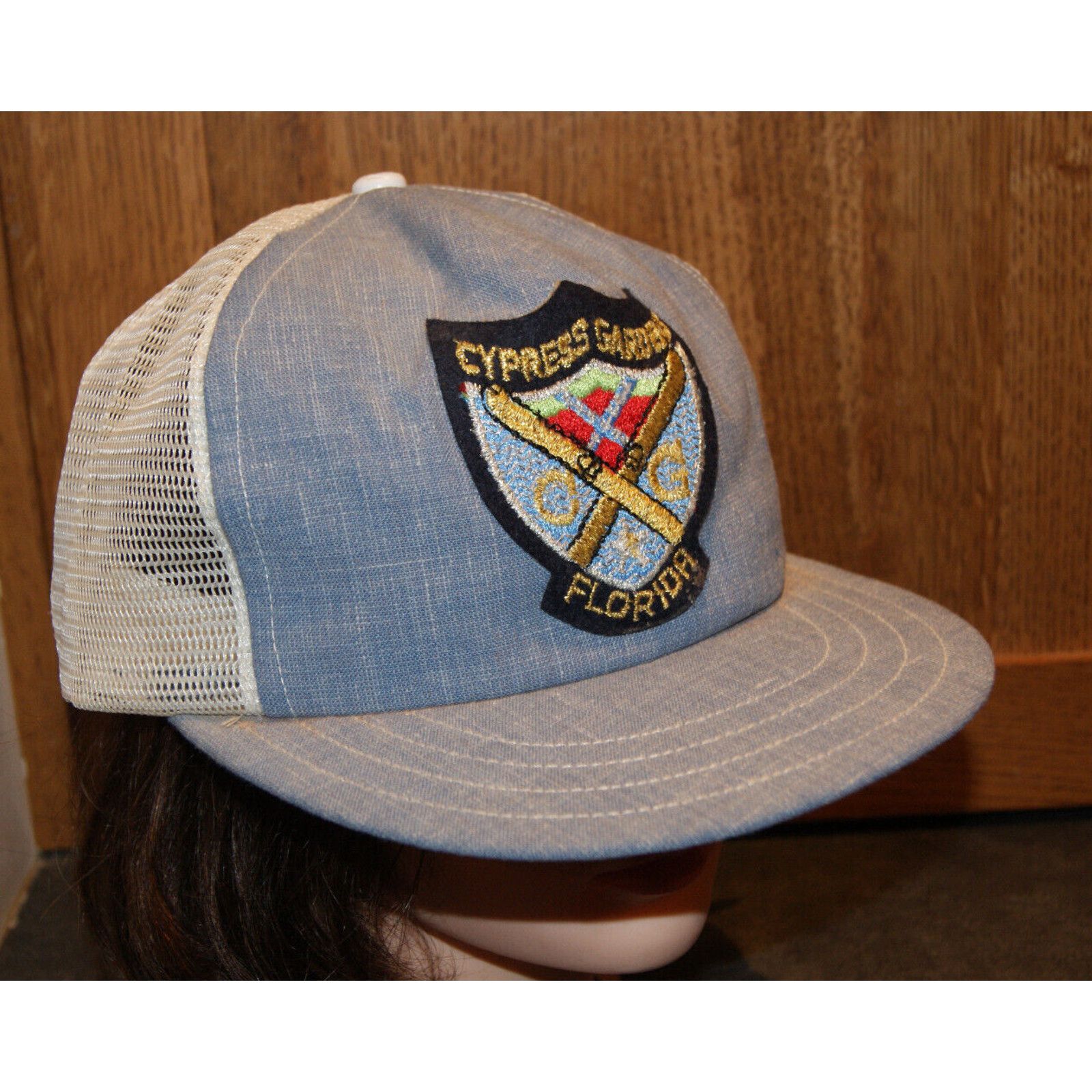 Other VTG Cypress Gardens Florida Patch Denim Trucker Hat Cap USA Size ONE SIZE - 2 Thumbnail