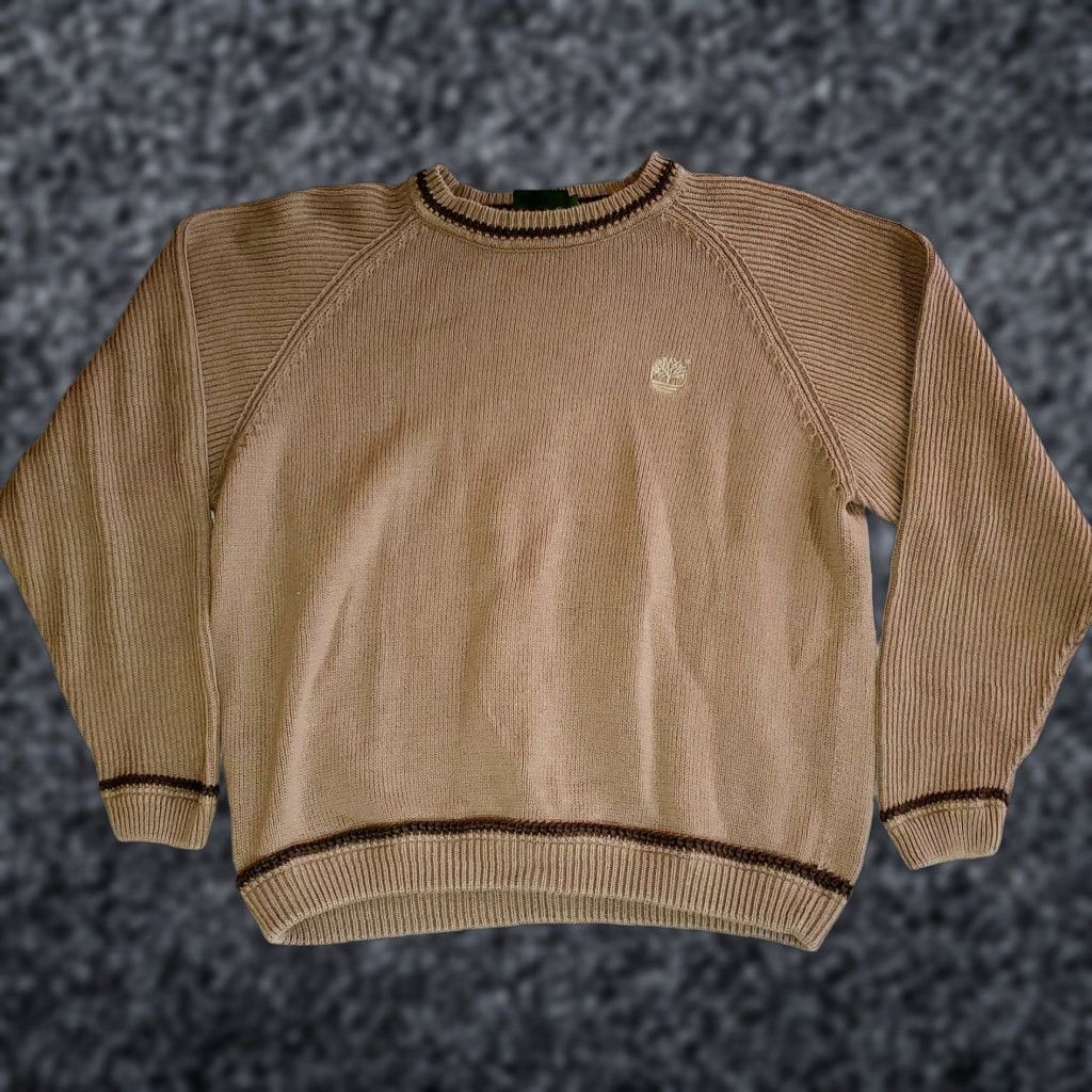 Timberland VINTAGE Timberland Weather Gear pullover Mens Cable Knit Sweater Crew Neck L Large Casual Mens Wool Cotton Brown Embroidered Logo 90s? Size US L / EU 52-54 / 3 - 1 Thumbnail