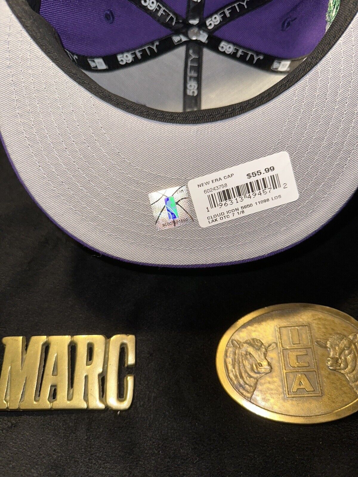 New Era NWT New Era 59Fifty Los Angeles Lakers NBA Cloud Icon Fitted Size ONE SIZE - 5 Thumbnail