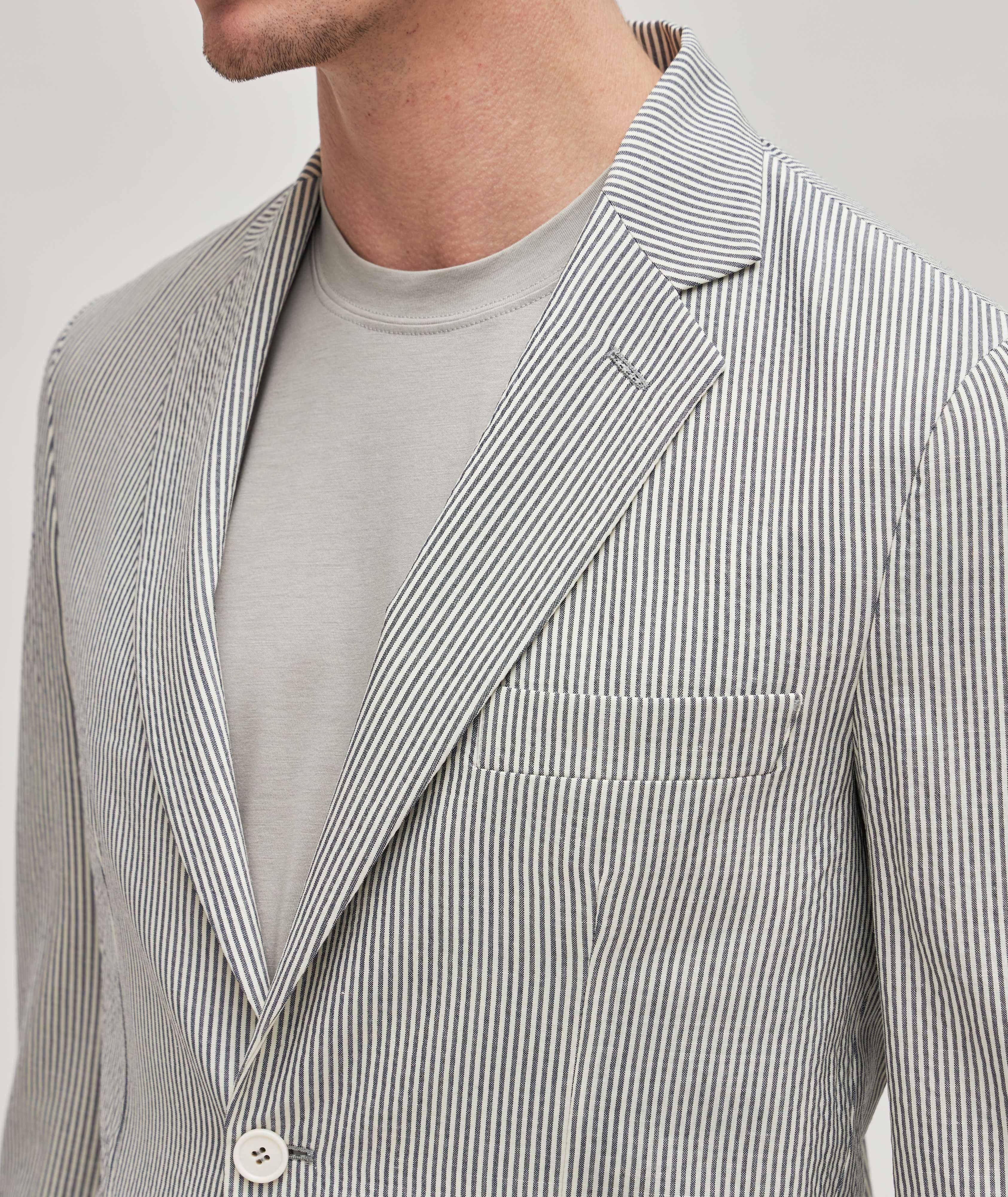 Loro Piana o1loc1c0424 FAN0086 Sweater Jacket in White/Stripe Size US XL / EU 56 / 4 - 5 Thumbnail
