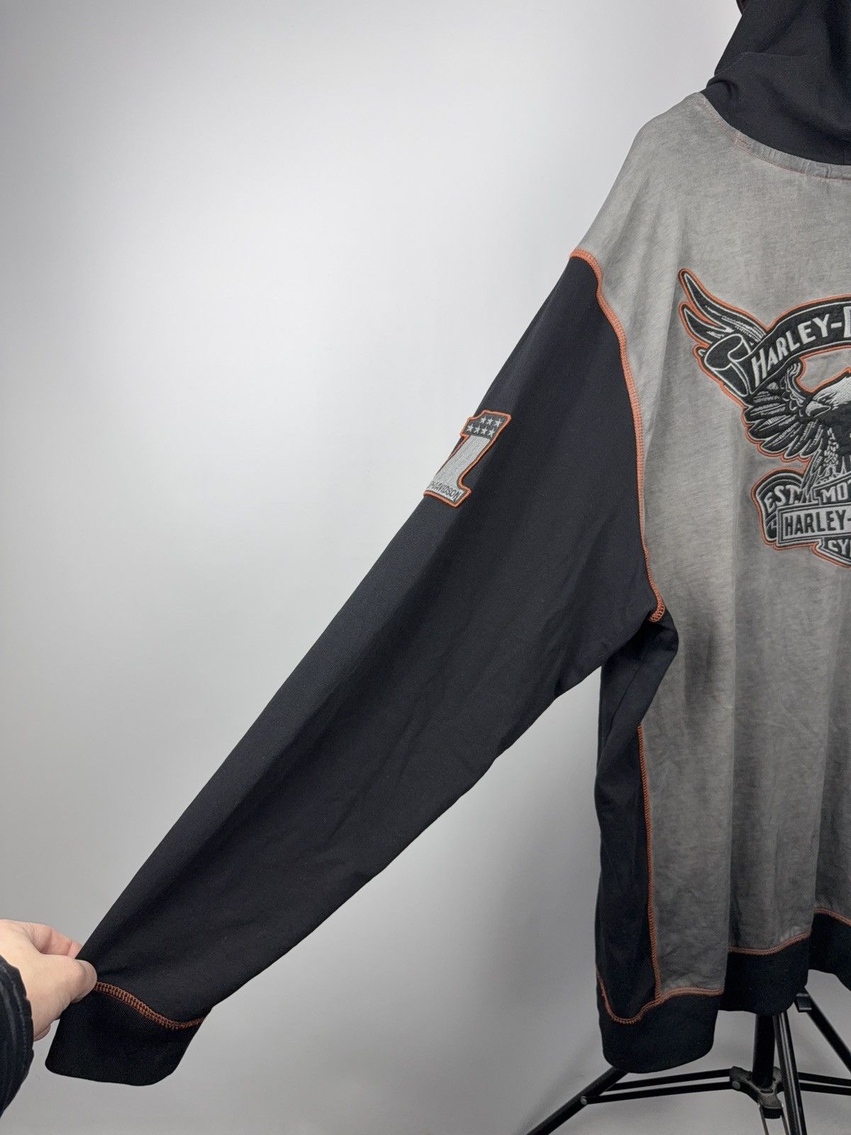 Harley Davidson Retro 00s Harley-Davidson Two-Tone Embroidered Eagle Hoodie Size US XXL / EU 58 / 5 - 14 Thumbnail