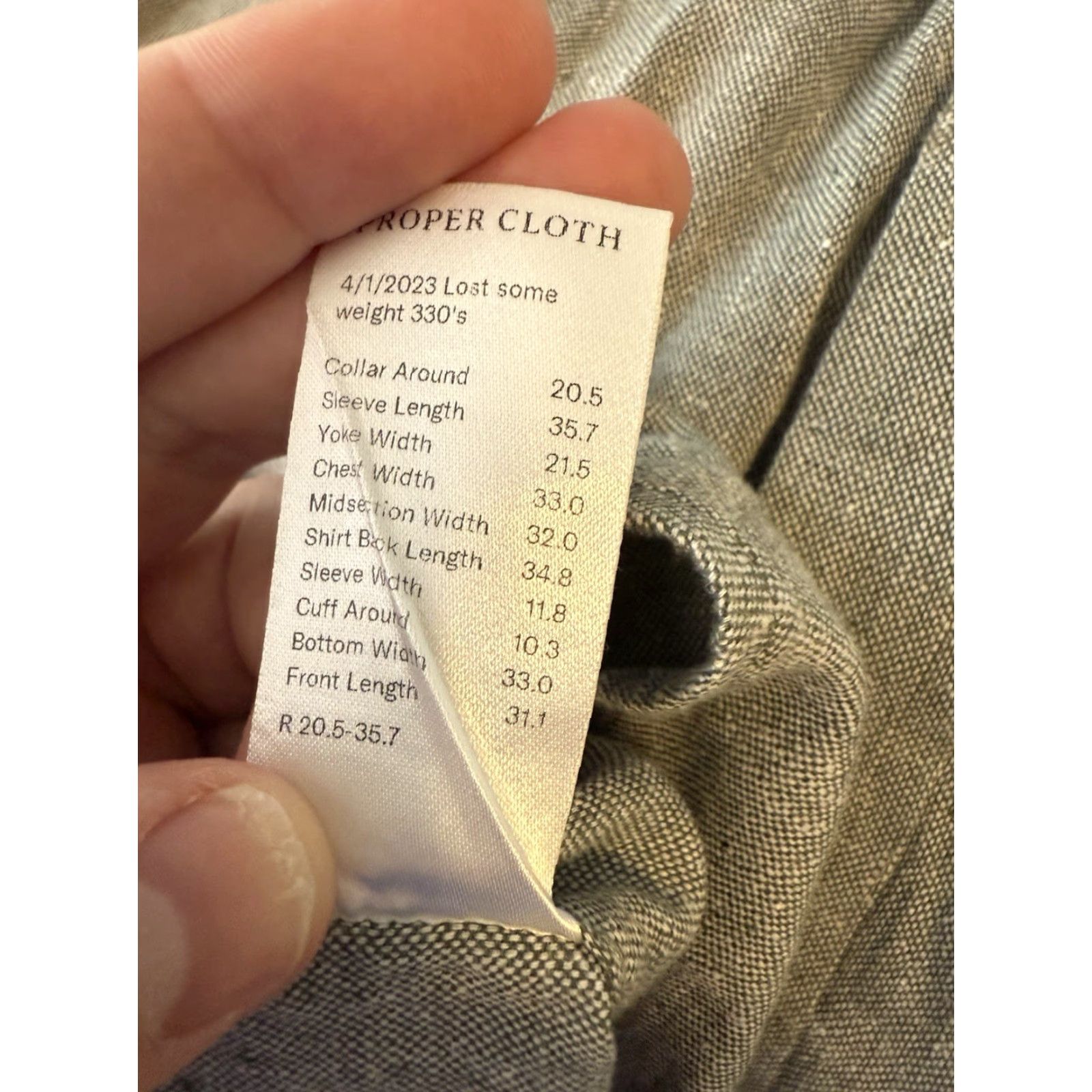 Proper Cloth Proper Cloth Shirt Mens 20.5 Gray Long Sleeve Button-Up Casual Travel 66 Chest Classic Woven Cotton Button-Up Collar Mens Size US XXL / EU 58 / 5 - 5 Thumbnail