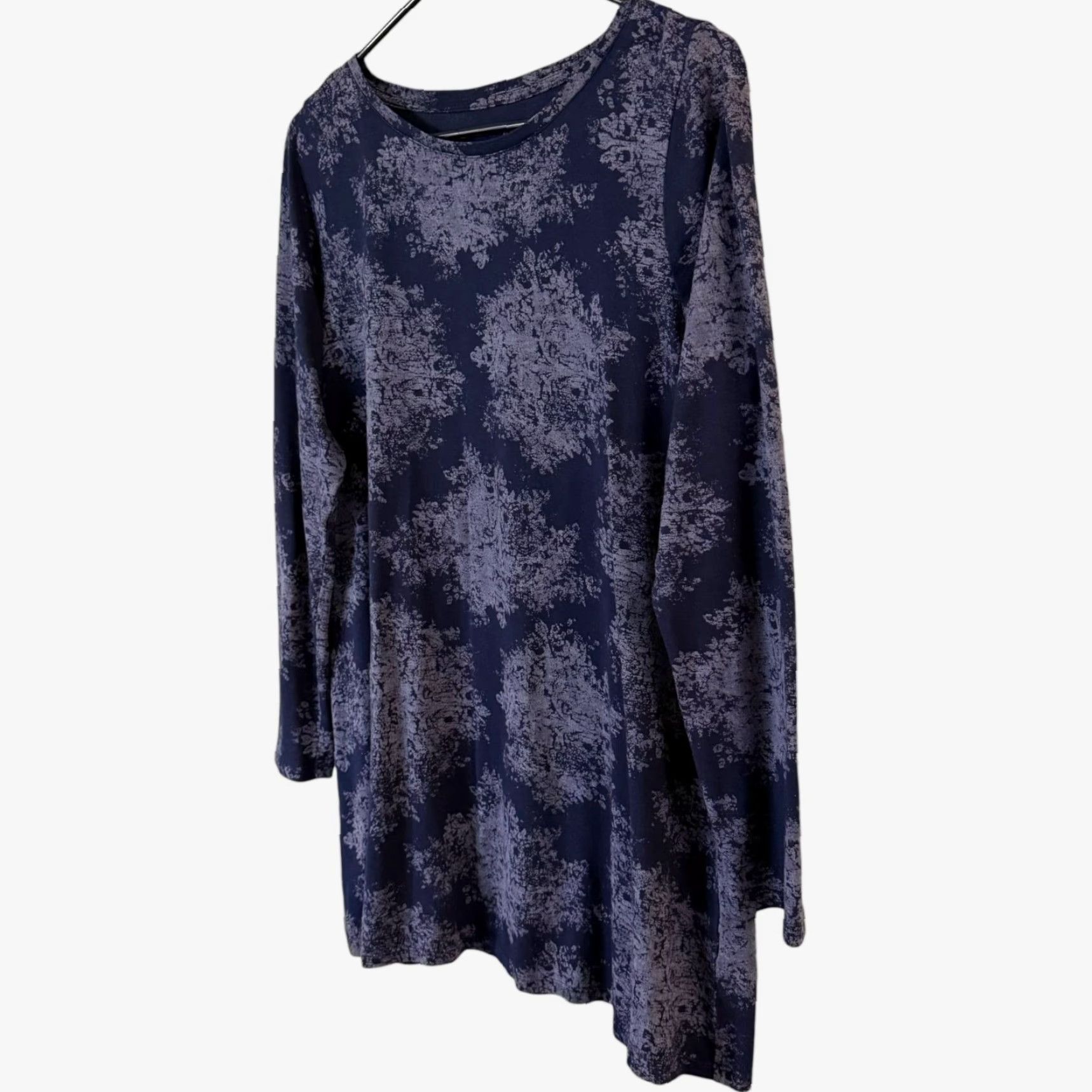 Vintage Pure Jill Tunic Shirt Blue Women's M Round-Neck L/S Bohemian City Classic Floral Pattern Size M / US 6-8 / IT 42-44 - 2 Thumbnail