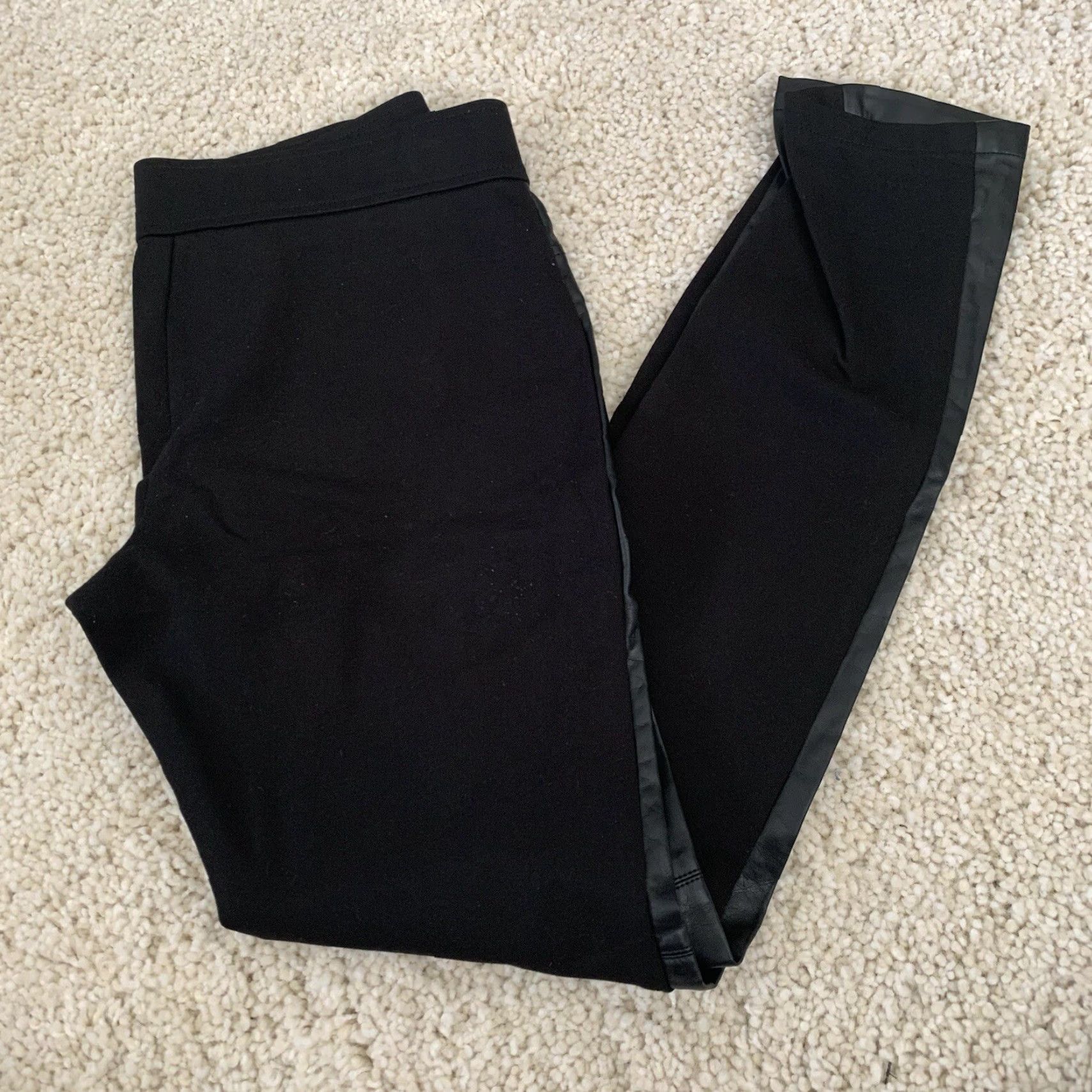 Lauren Ralph Lauren Leggings Womens 6 Faux Leather-Front Black Pull-On Stretch