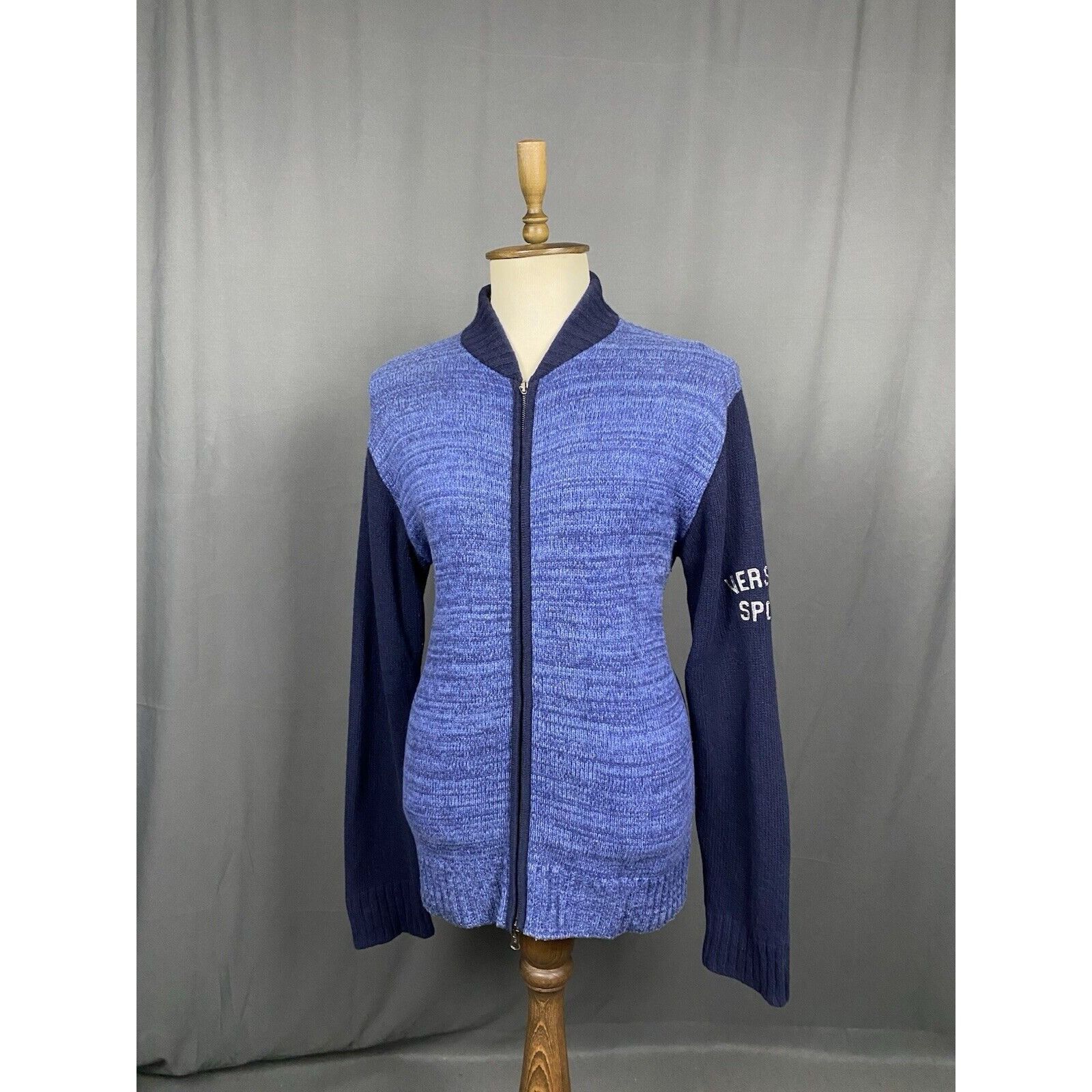 Versace Versace Sport Big Logo Knitted Blue Wool Full Zip Cardigan S Size US XXL / EU 58 / 5 - 2 Thumbnail