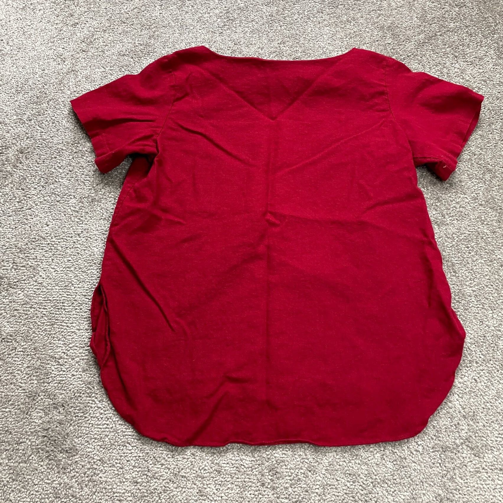 AQUA Aqua Blouse Shirt Womens M Red Short Sleeve Casual Knit Viscose Logo Classic Designer Size M / US 6-8 / IT 42-44 - 2 Thumbnail