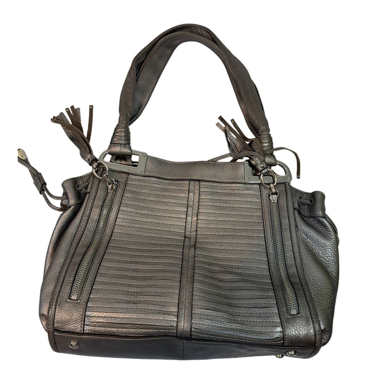 Other B Makowsky Shoulder Bag Silver Leather Purse Handbag Size ONE SIZE - 1 Thumbnail