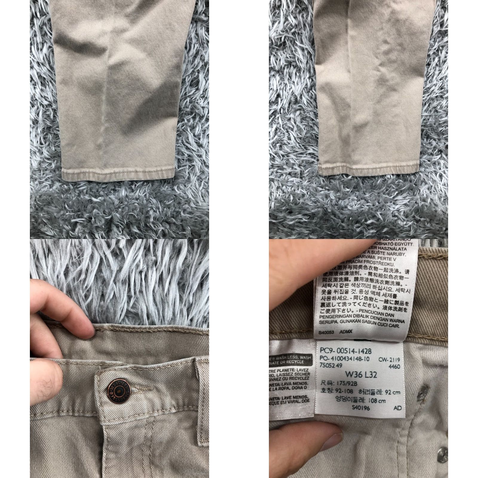 Levi's Levi's 514 Straight Jeans Mens Size 36x32 Mid Rise Medium Wash Beige - Levi's 500 Series Denim 5-Pocket Style Regular Fit Clothing mens Size US 36 / EU 52 - 8 Thumbnail