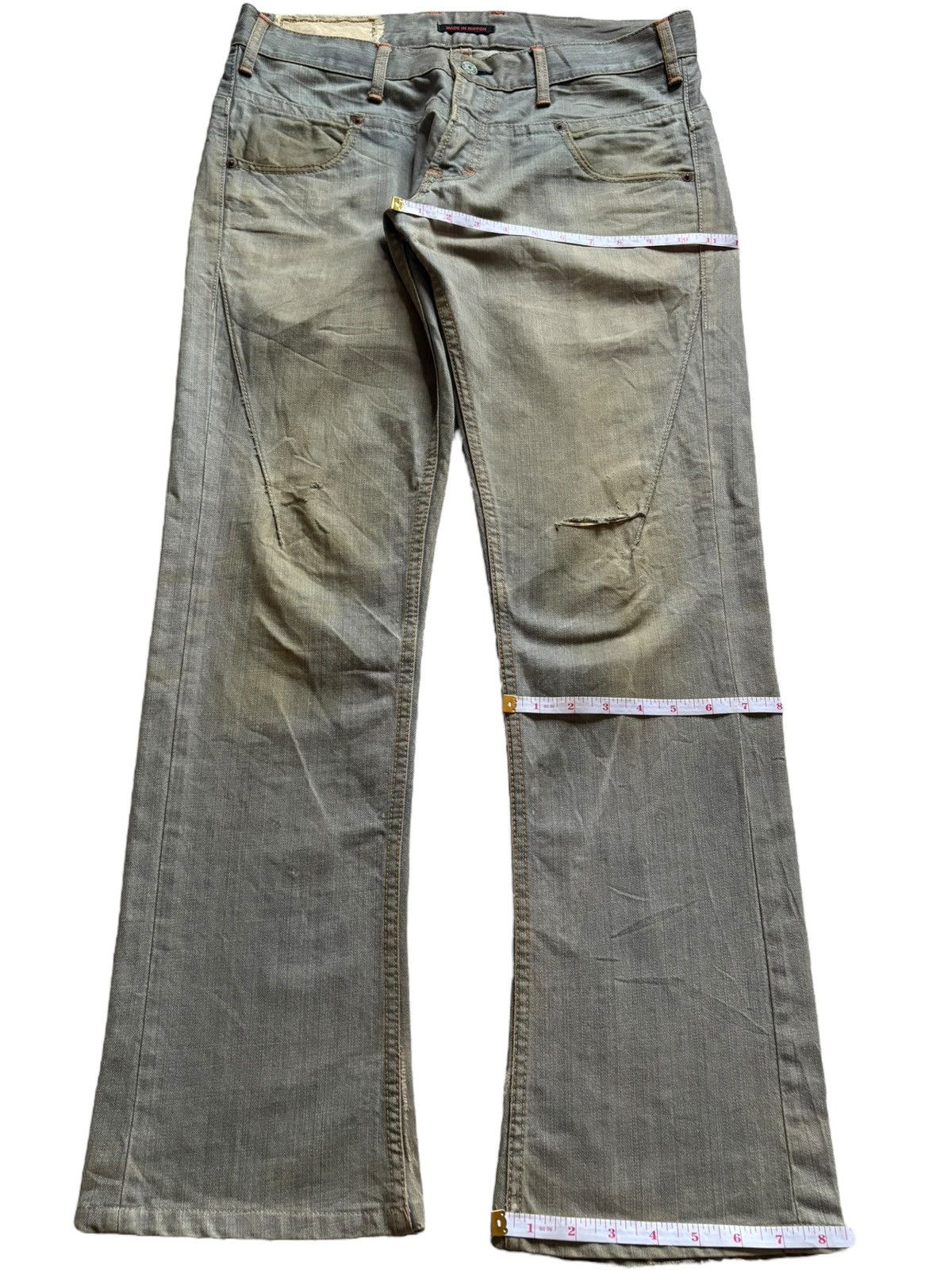 Japanese Brand Vintage Japanese Brand Mud Wash Distressed Flare Jeans Size US 34 / EU 50 - 14 Thumbnail