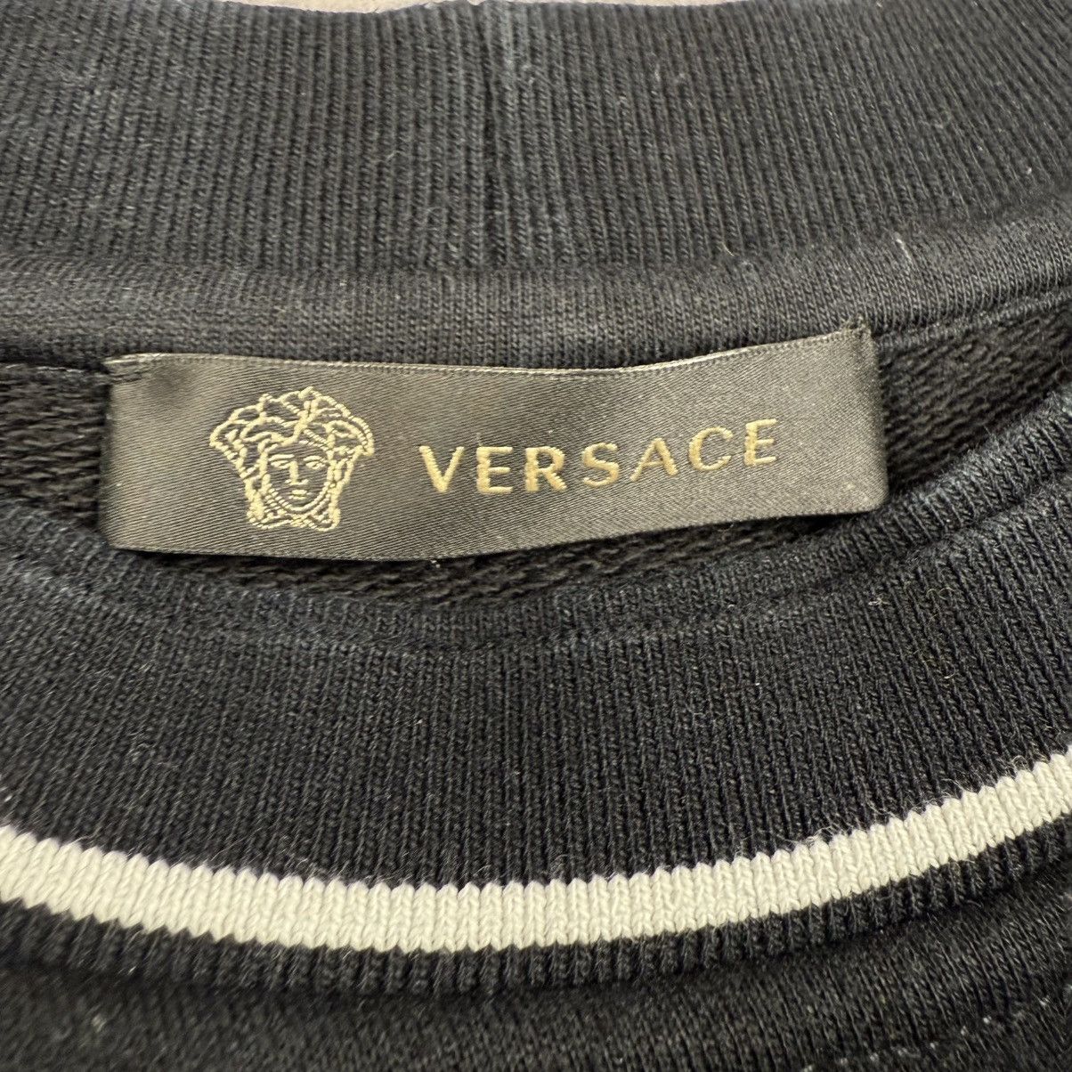 Versace Versace Black Big Leather Logo Crewneck Size US S / EU 44-46 / 1 - 4 Thumbnail