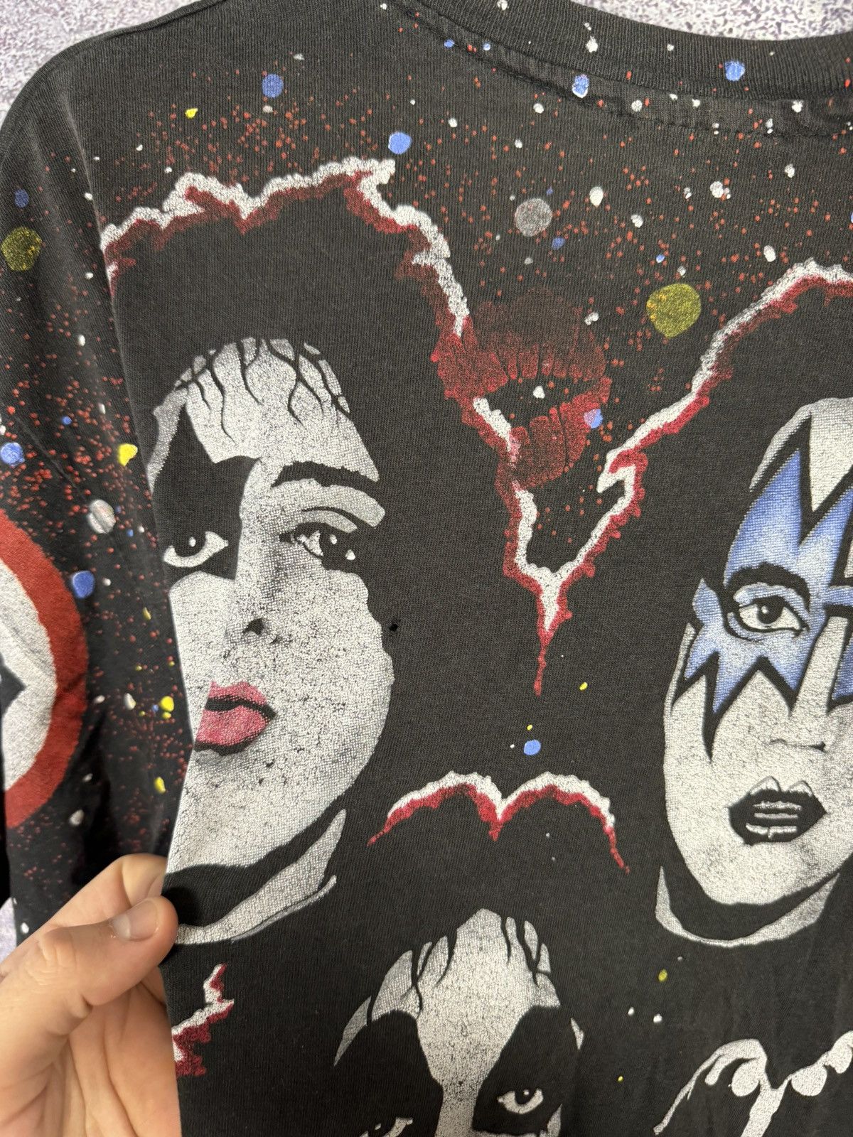 Band Tees × Hanes × Vintage 1992 Vintage KISS T-Shirt Faces AOP Hanes Winterland Concert Size US L / EU 52-54 / 3 - 21 Thumbnail
