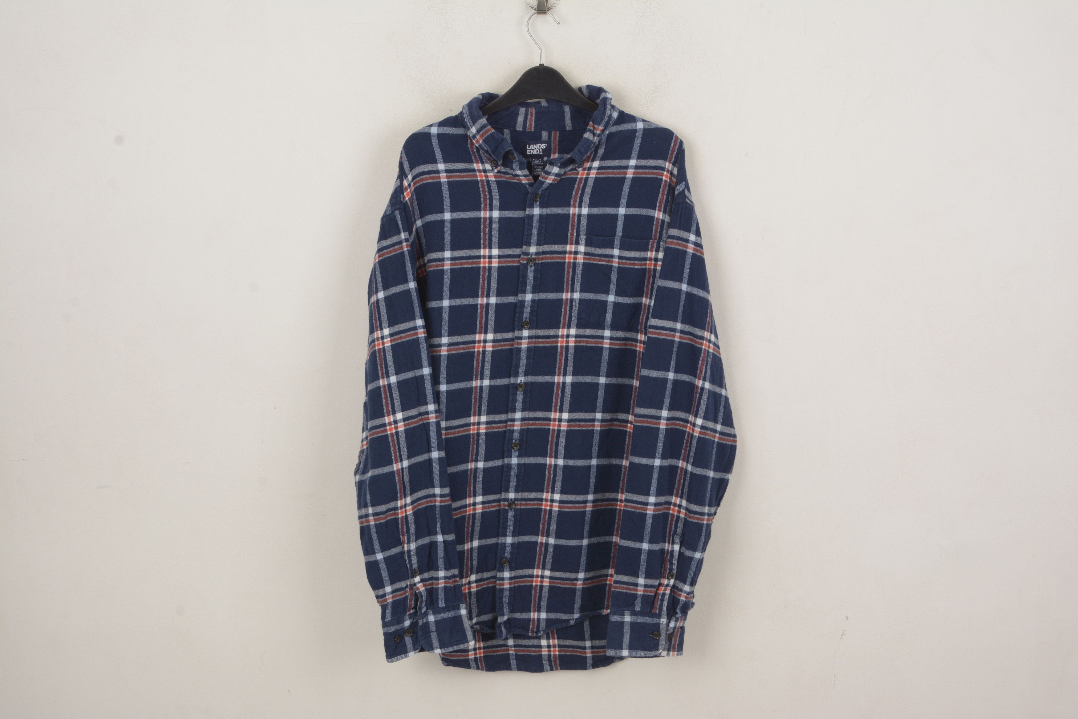 Lands' End Vintage 2XL Men 18 - 18 1/2 Brushed Cotton Shirt Check Plaid Size US XXL / EU 58 / 5 - 1 Thumbnail