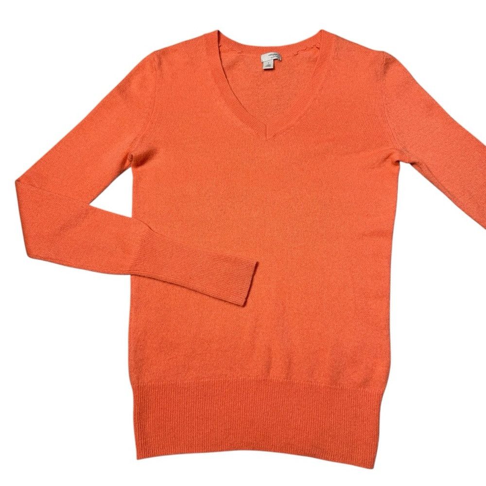 Other Halogen Cashmere V-Neck Orange Sweater Size S Size S / US 4 / IT 40 - 6 Thumbnail