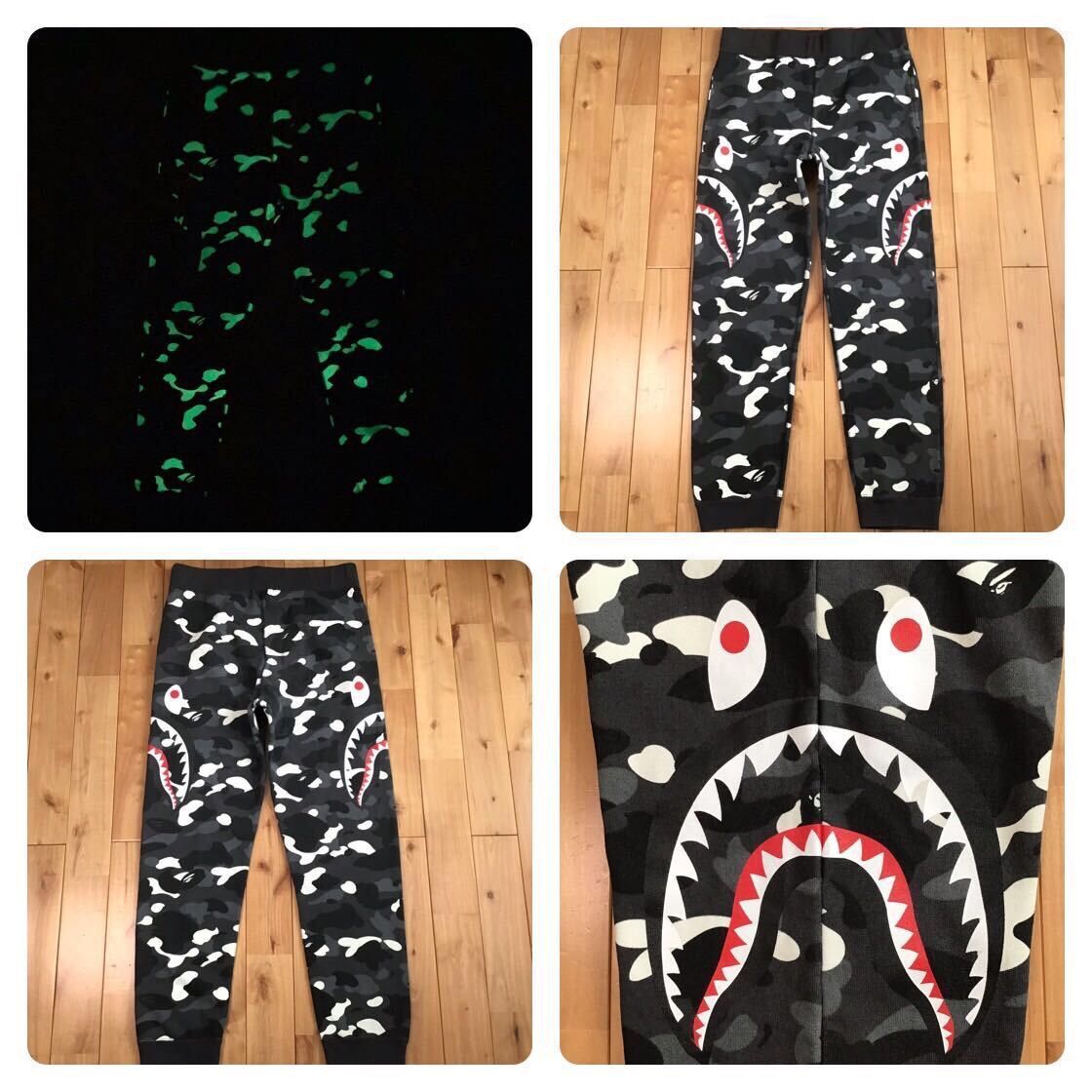 image of Glow In The Dark Bape City Camo Shark Sweat Pants ★Size XL in Black Camo, Men's (Size 36)