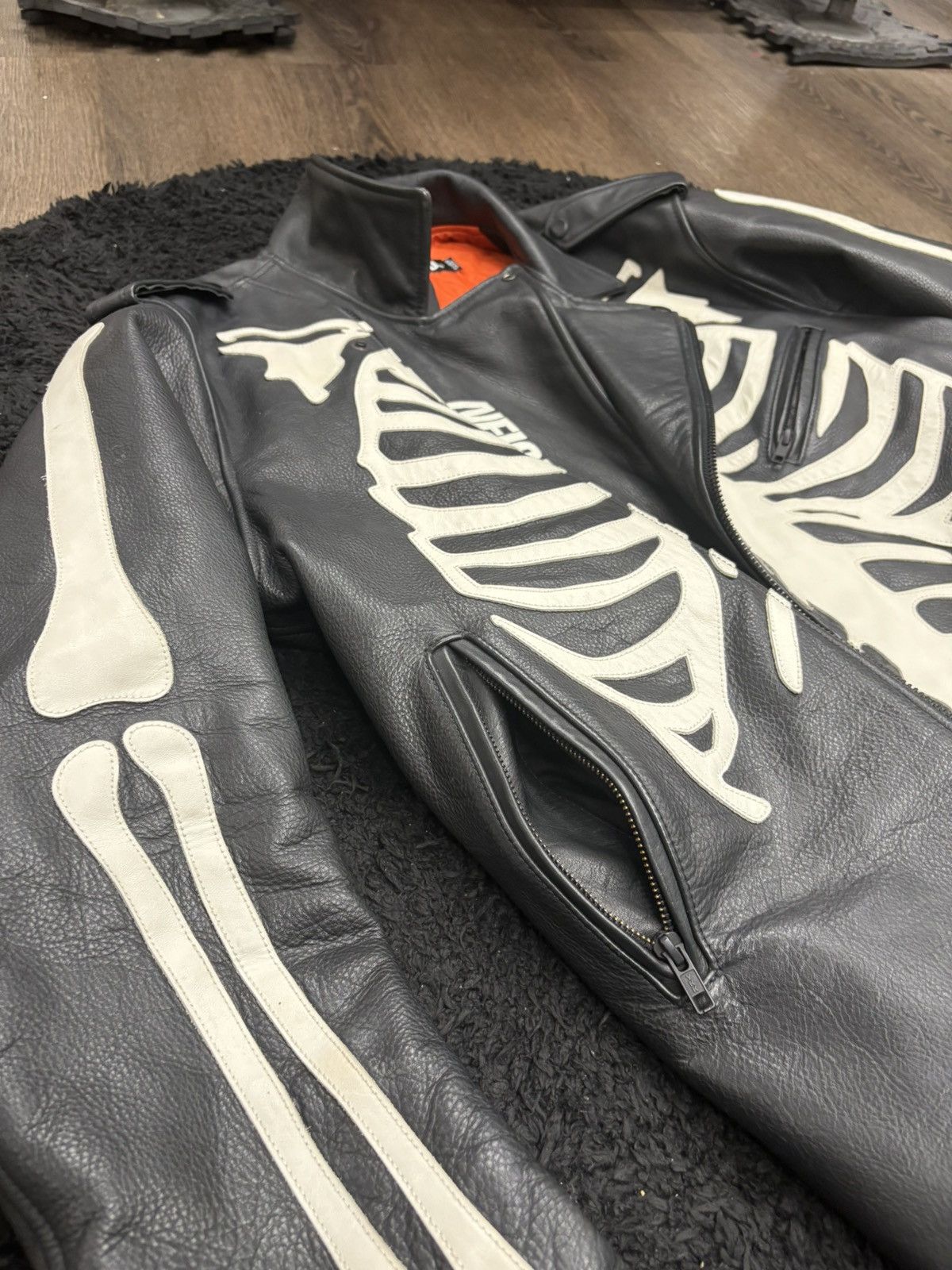Neighborhood × Vlone Vlone X Neighborhood Leather Skeleton Biker Jacket Size US XL / EU 56 / 4 - 4 Thumbnail