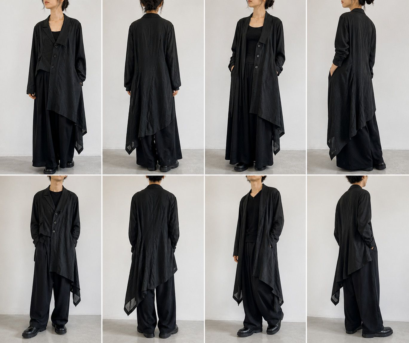 Yohji Yamamoto Yohji Yamamoto Femme - Tencel Asymmetric Long Shirt Jacket Size S / US 4 / IT 40 - 10 Thumbnail