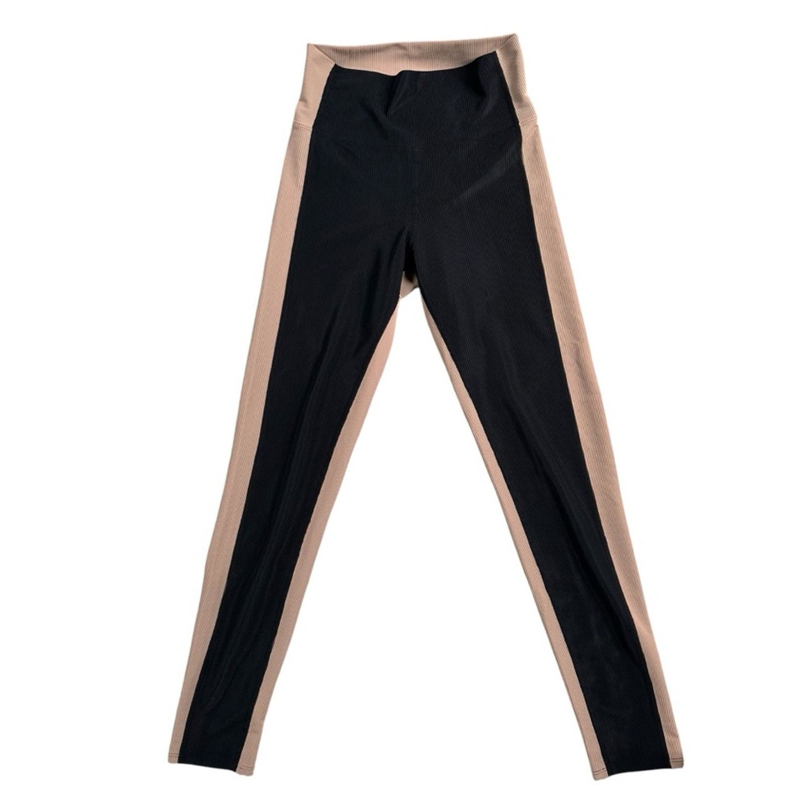 Beach Riot Beach Riot Colorblock Ribbed Leggings – Black/Tan – Size L Size 30" / US 8 / IT 44 - 4 Thumbnail