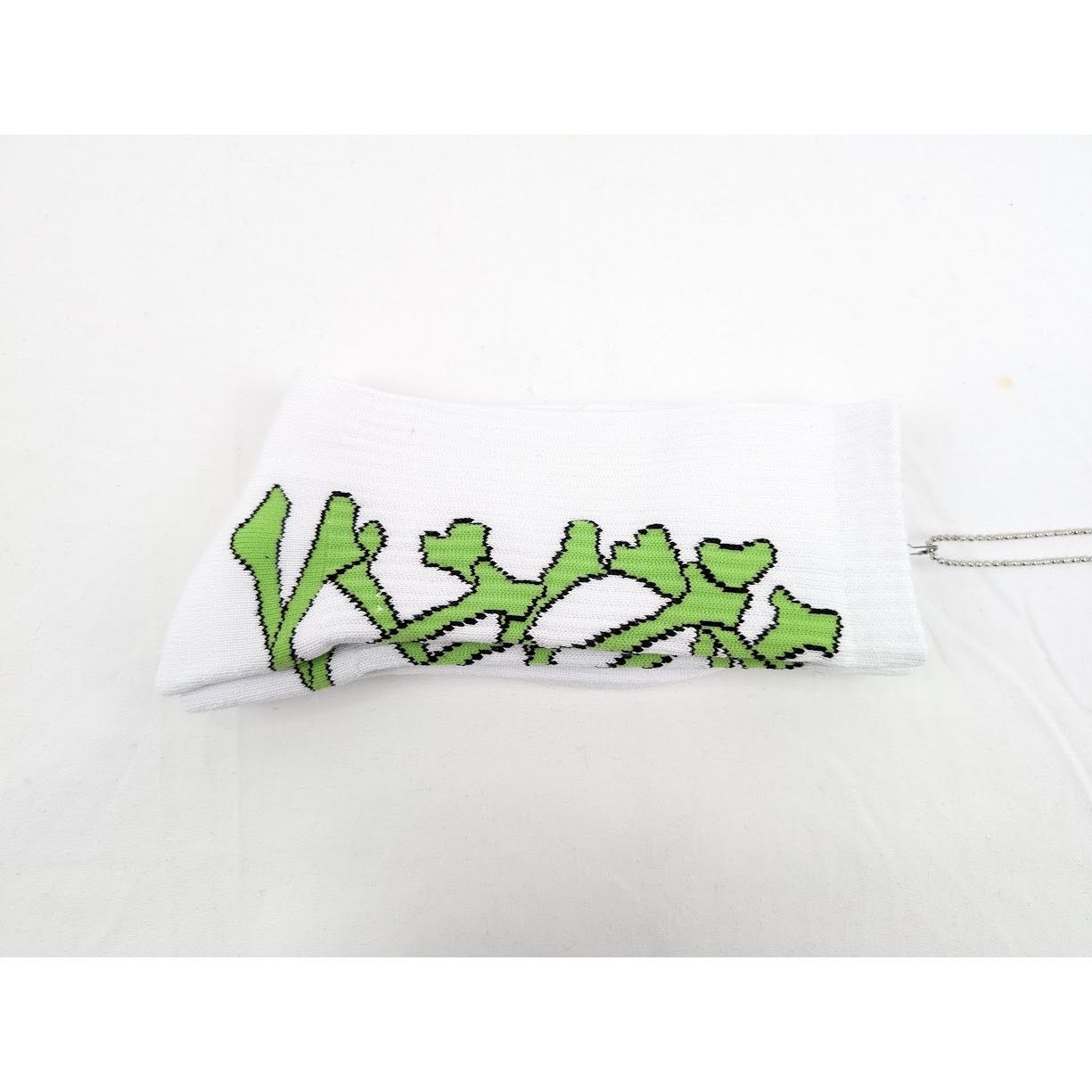 Amiri o1rshd1 Q: 2/Size: 41-42 / Stacked Bones Socks in White/Lime Size ONE SIZE - 7 Thumbnail