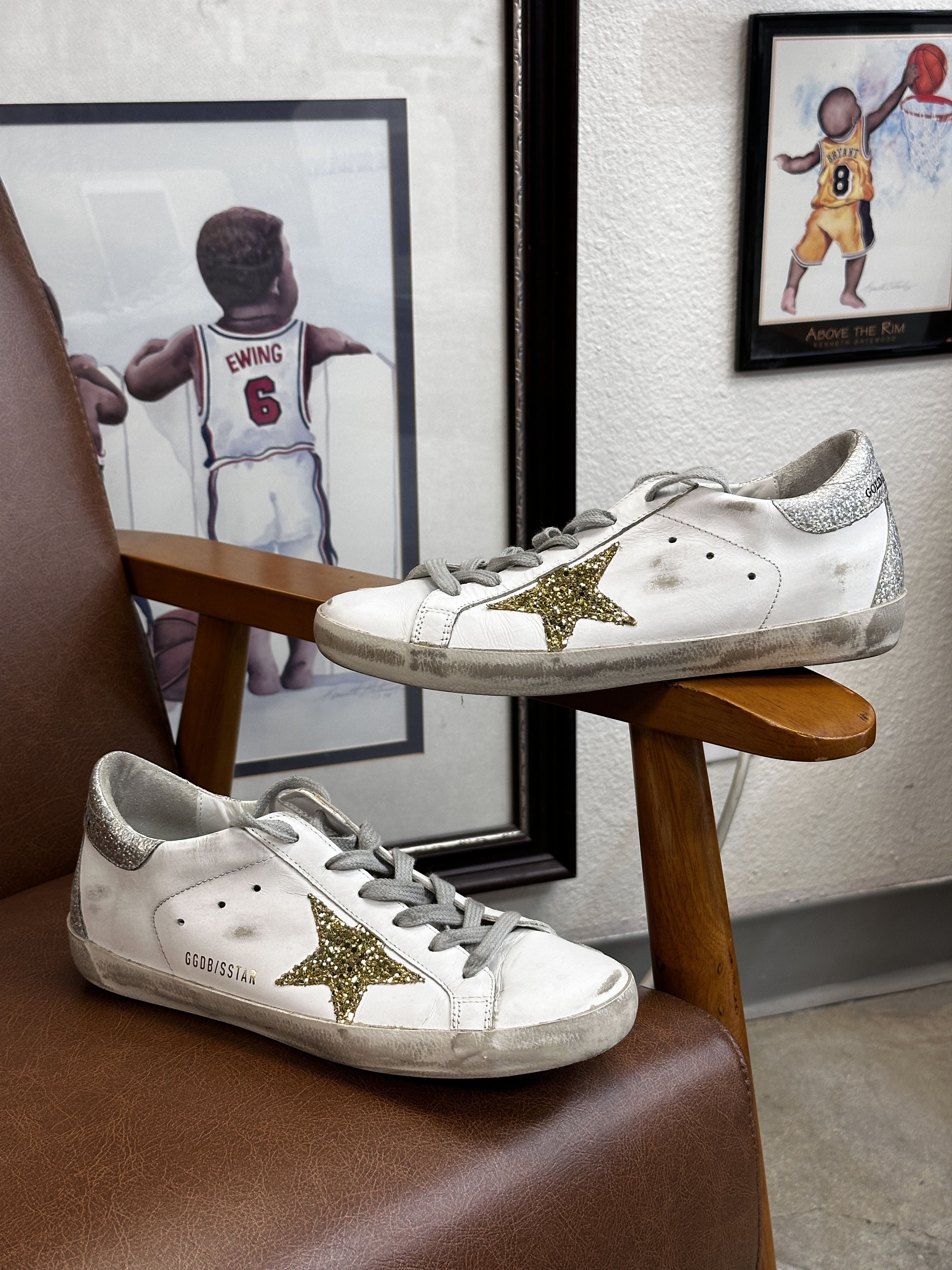 Golden Goose Golden Goose Super-Star Gold Glitter Star And Silver Heel Size US 8 / IT 38 - 1 Thumbnail