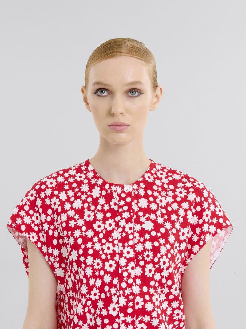 Marni o1w1db10426 Pop Fields Print Shirt in Red/White Size L / US 10 / IT 46 - 5 Thumbnail