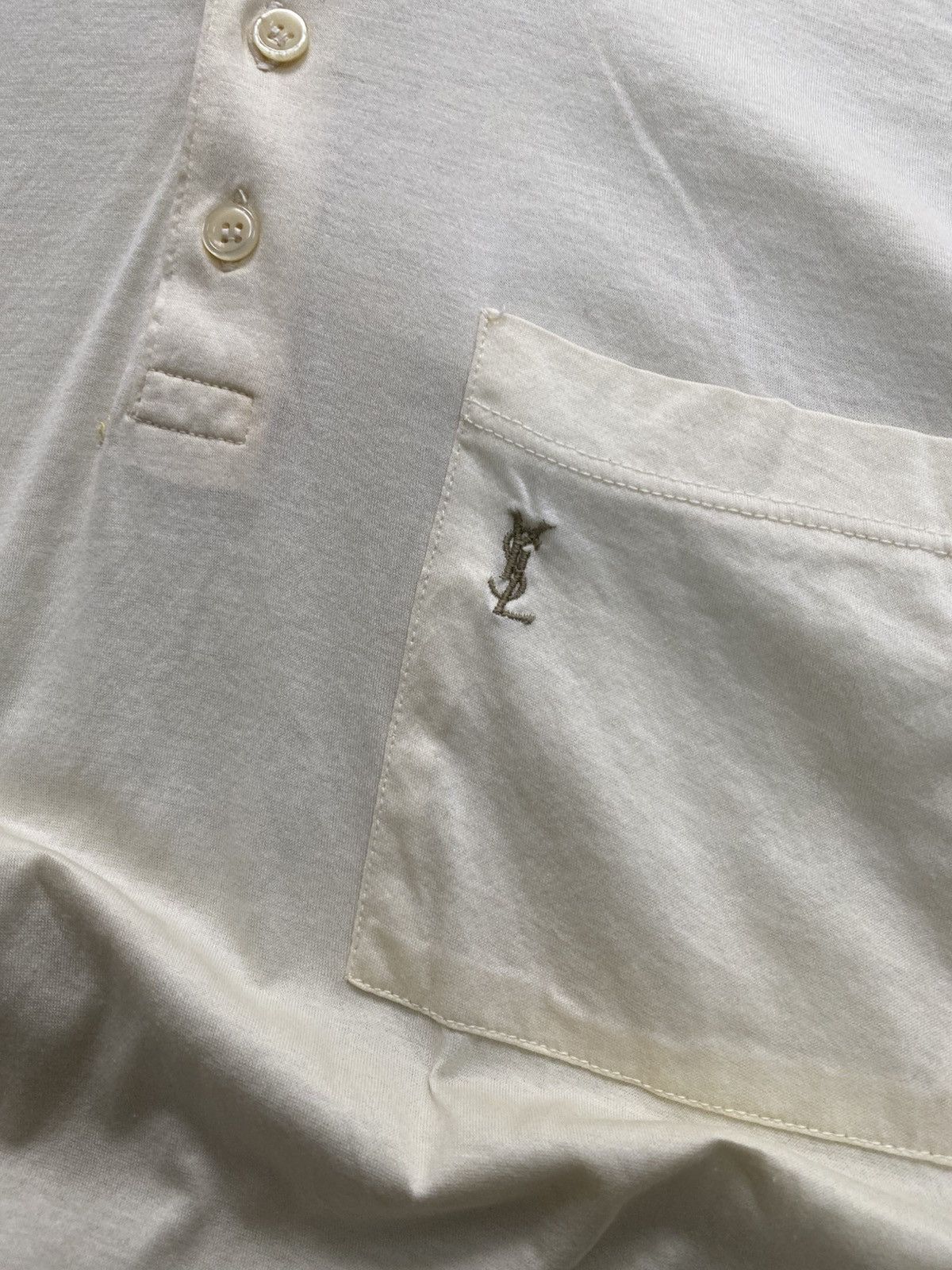 Yves Saint Laurent 80s YSL TRICOTS POUR HOMME SINGLE STITCH COLLAR SHIRT Size US L / EU 52-54 / 3 - 4 Thumbnail