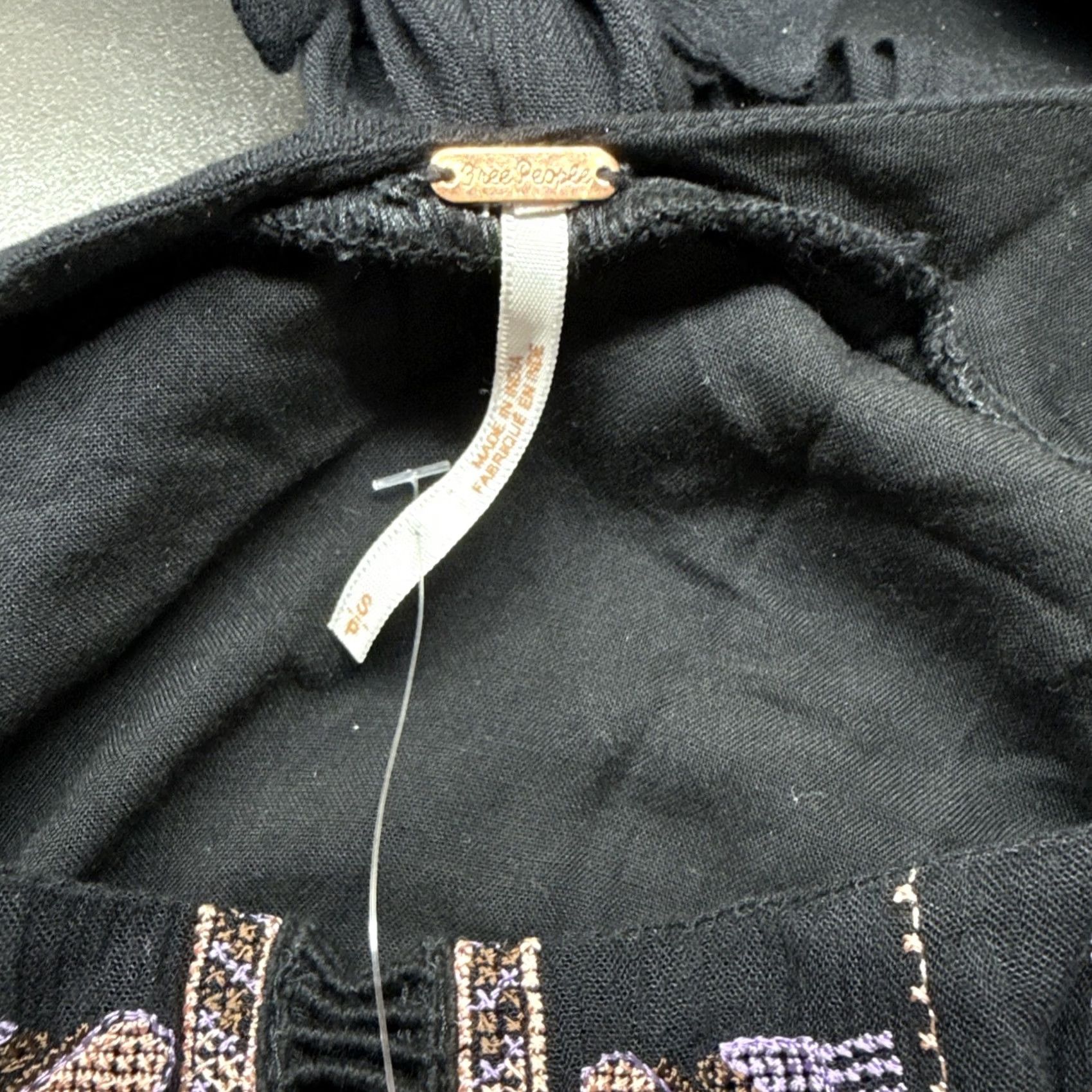 Free People Free People Dress Boho Mini Black Open Back Embroidered Rayon S Small NWT OB888346 Women Party/Cocktail Bohemian Open Back Dress Size S / US 4 / IT 40 - 7 Thumbnail