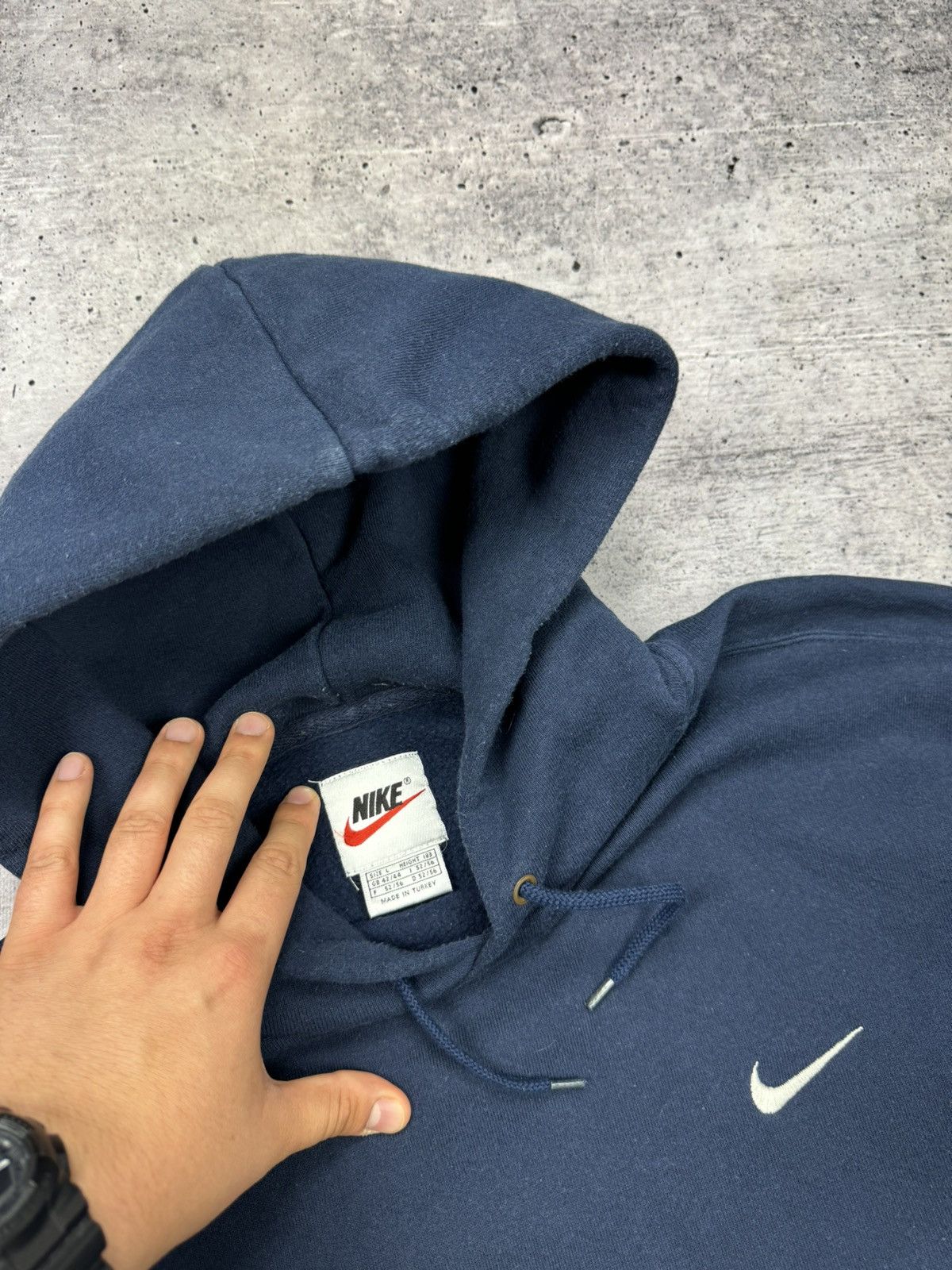 Nike × Vintage Vintage Nike 90’s Y2K Style Swoosh Logo Drill Knit Hoodie Size US L / EU 52-54 / 3 - 9 Thumbnail