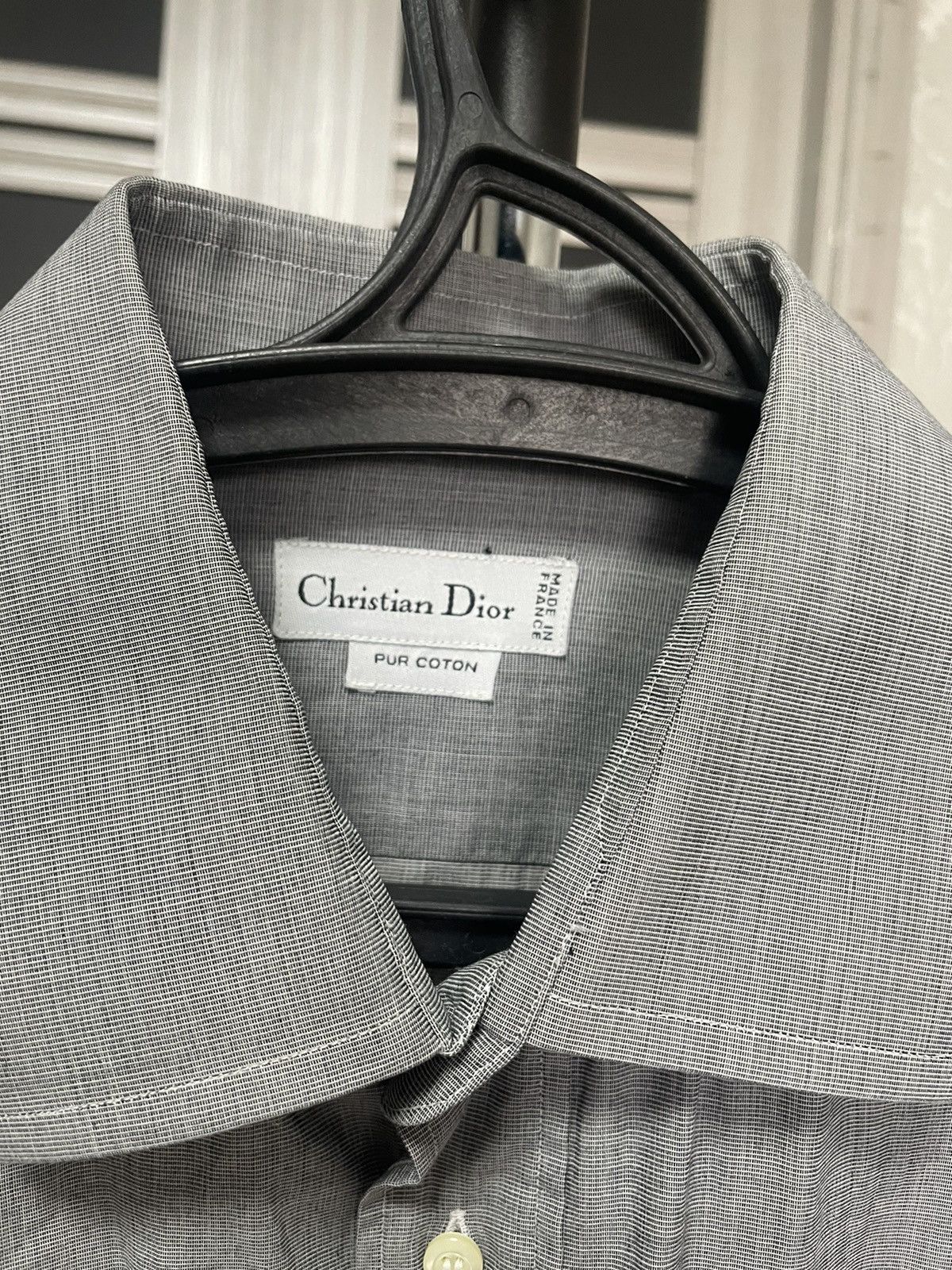 Dior Cristian Dior Shirt Pur Coton Longsleeve Cufflinks Graphites Size US XL / EU 56 / 4 - 9 Thumbnail