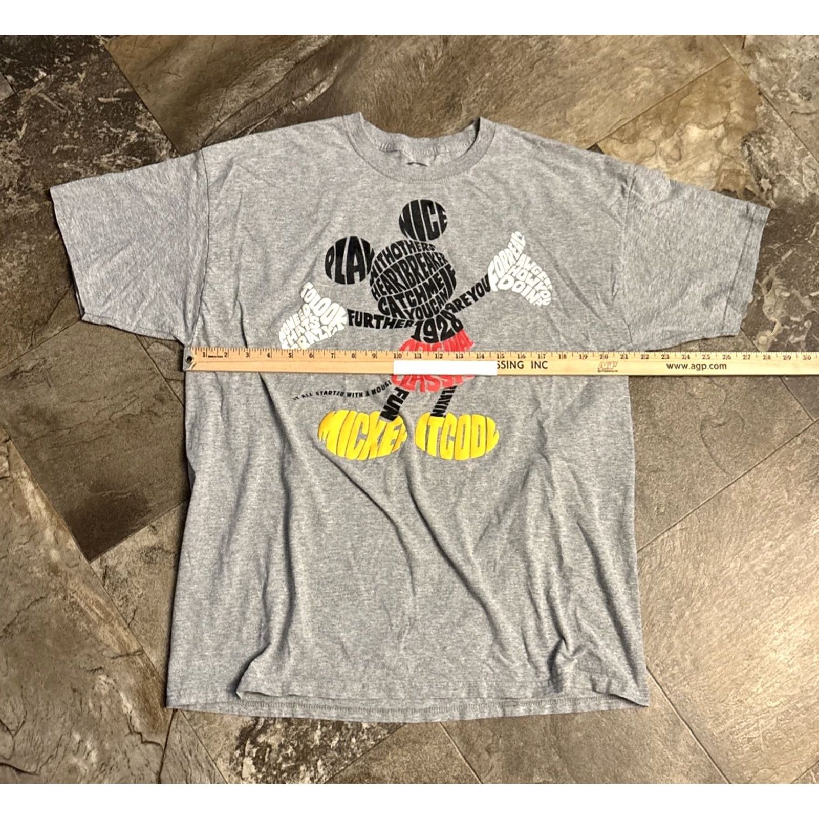 Disney Disney T Shirt XL Gray Mickey Mouse Classic S/S Crew Neck Unisex Adults Short Sleeve Cartoon Theme Mens Womens Size US XL / EU 56 / 4 - 3 Thumbnail
