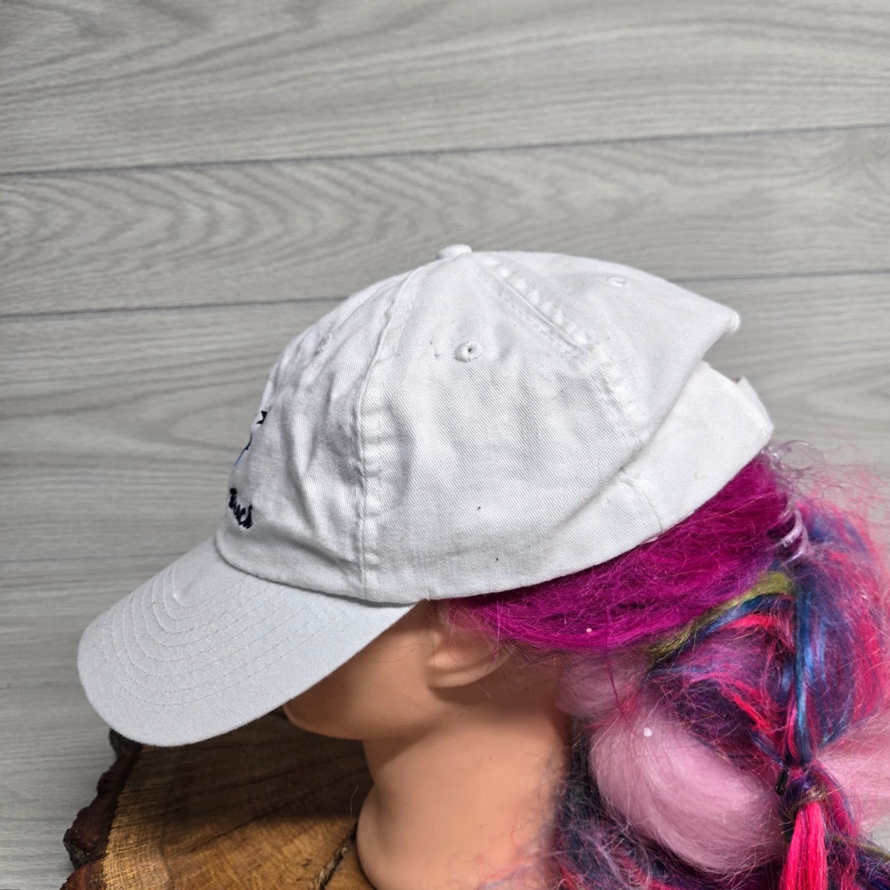 Vintage Myrtle Beach South Carolina White Gray Hat Cap Adjustable Hat Women Myrtle Beach Adjustable White Gray Cap Size ONE SIZE - 4 Thumbnail