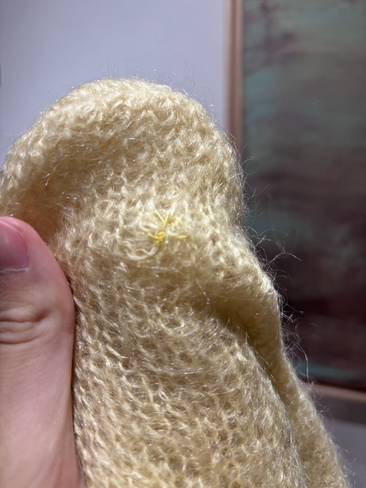 Vintage VINTAGE MOHAIR CARDIGAN SWEATER YELLOW Size US L / EU 52-54 / 3 - 11 Thumbnail