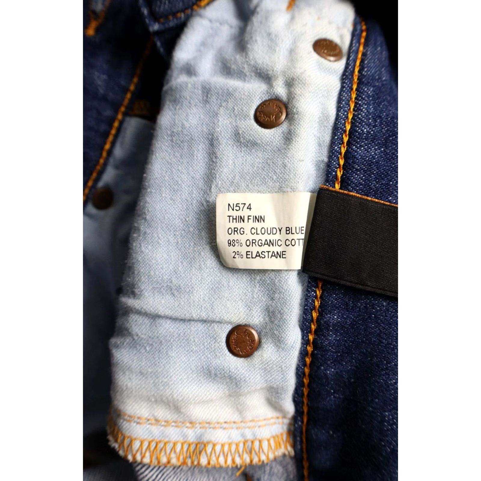Vintage NUDIE Thin Finn Org. Cloudy Blue Jeans Men's W27/L32 Stretch Blue Size US 27 - 6 Thumbnail
