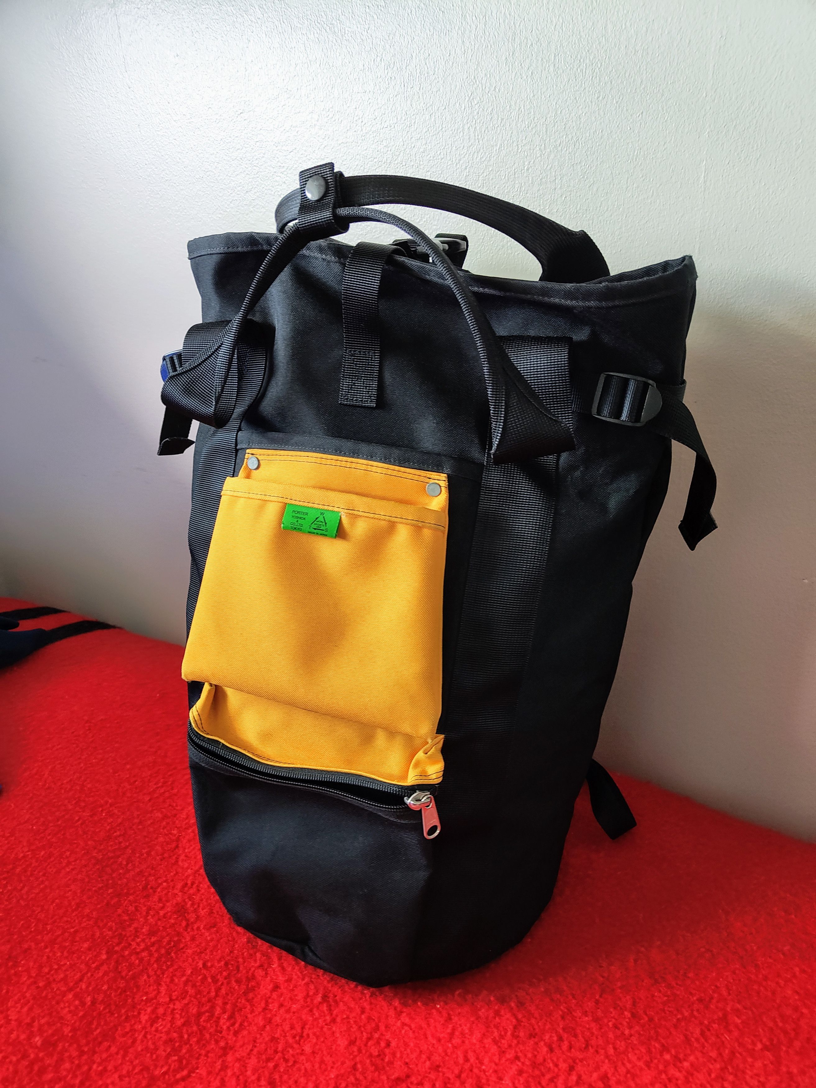 image of Head Porter Porter-Yoshida & Co Union Rucksack in Black Yellow, Men's