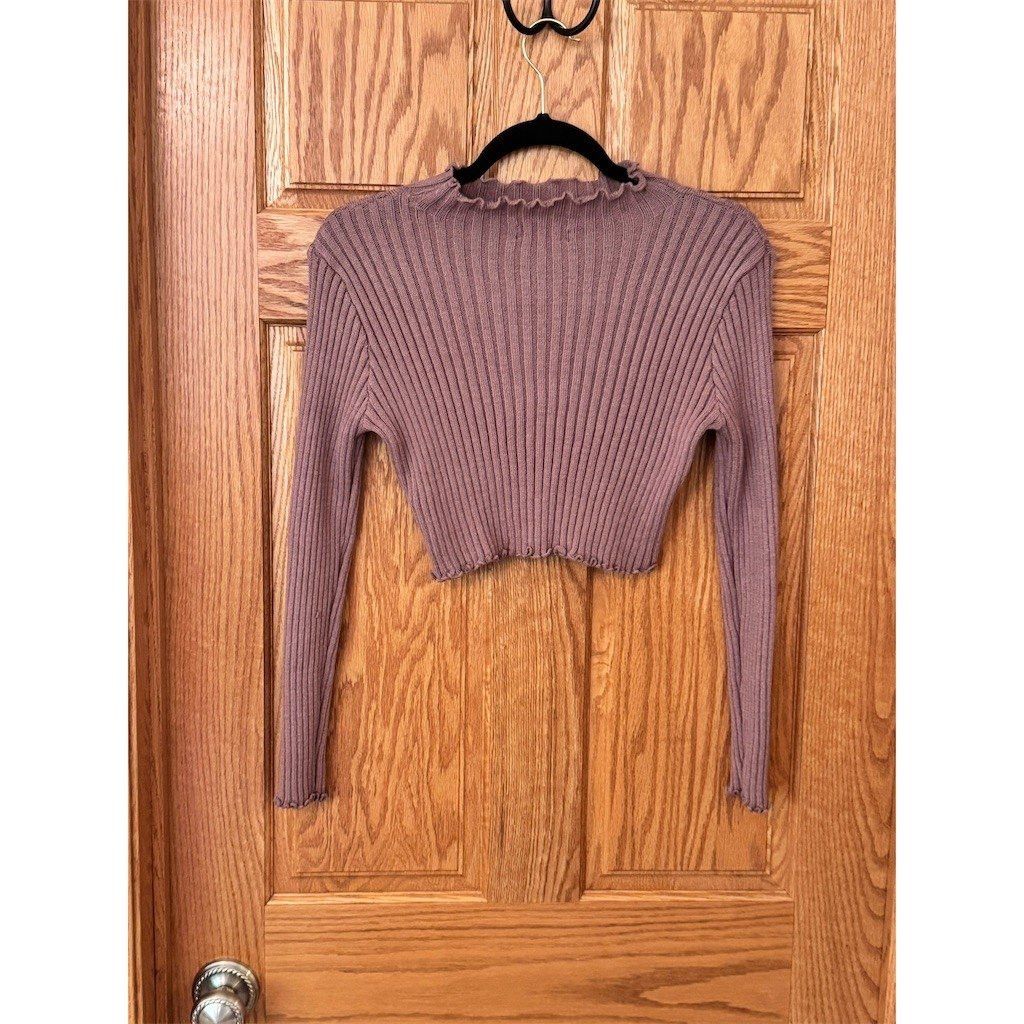Shein SHEIN Sweater Womens Size M Taupe Brown Ribbed Cropped Mock Size M / US 6-8 / IT 42-44 - 2 Thumbnail