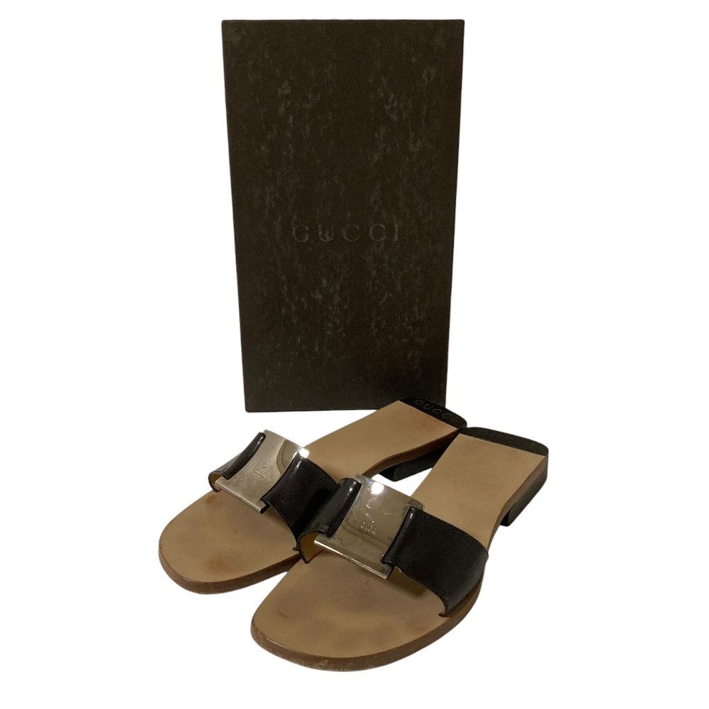 Gucci Gucci Gucci Metal Plate Slide Sandals Leather Shoes DUTY FREE for USA Size ONE SIZE - 1 Thumbnail