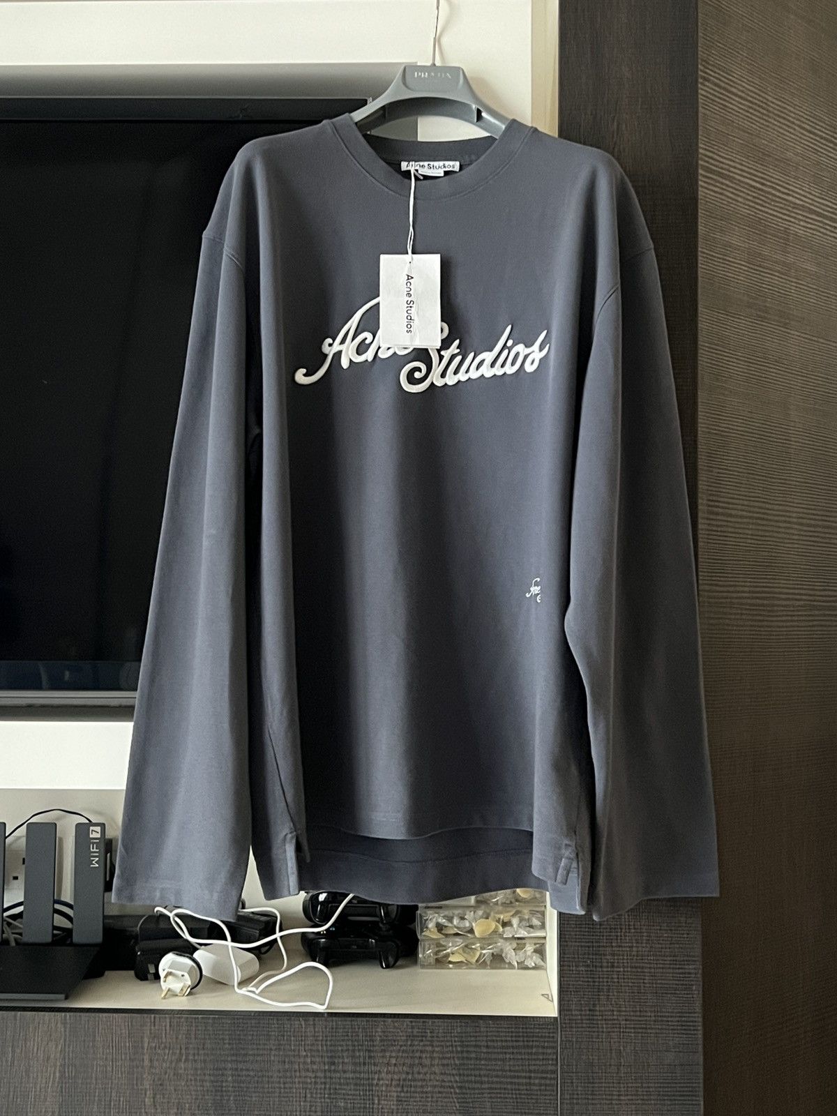 Pre-owned Acne Studios 25ss Logo Long-sleeve Shirt In Gray