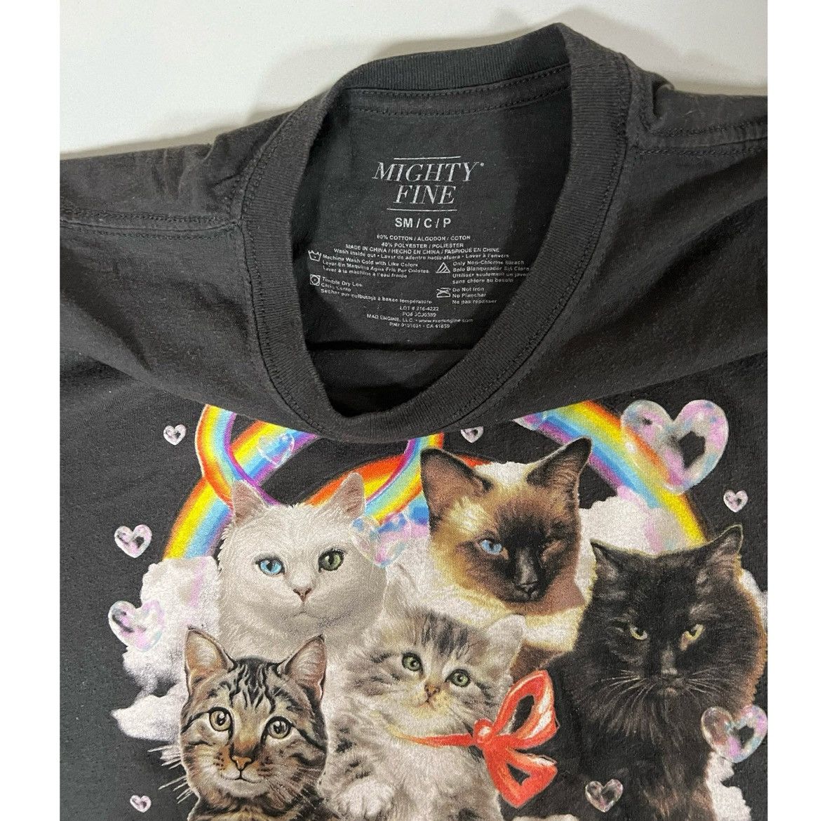 Mighty Healthy Mighty Fine Gray Cats Rainbow Graphic T-Shirt Tee Size S 🐈✨ Size US S / EU 44-46 / 1 - 3 Thumbnail