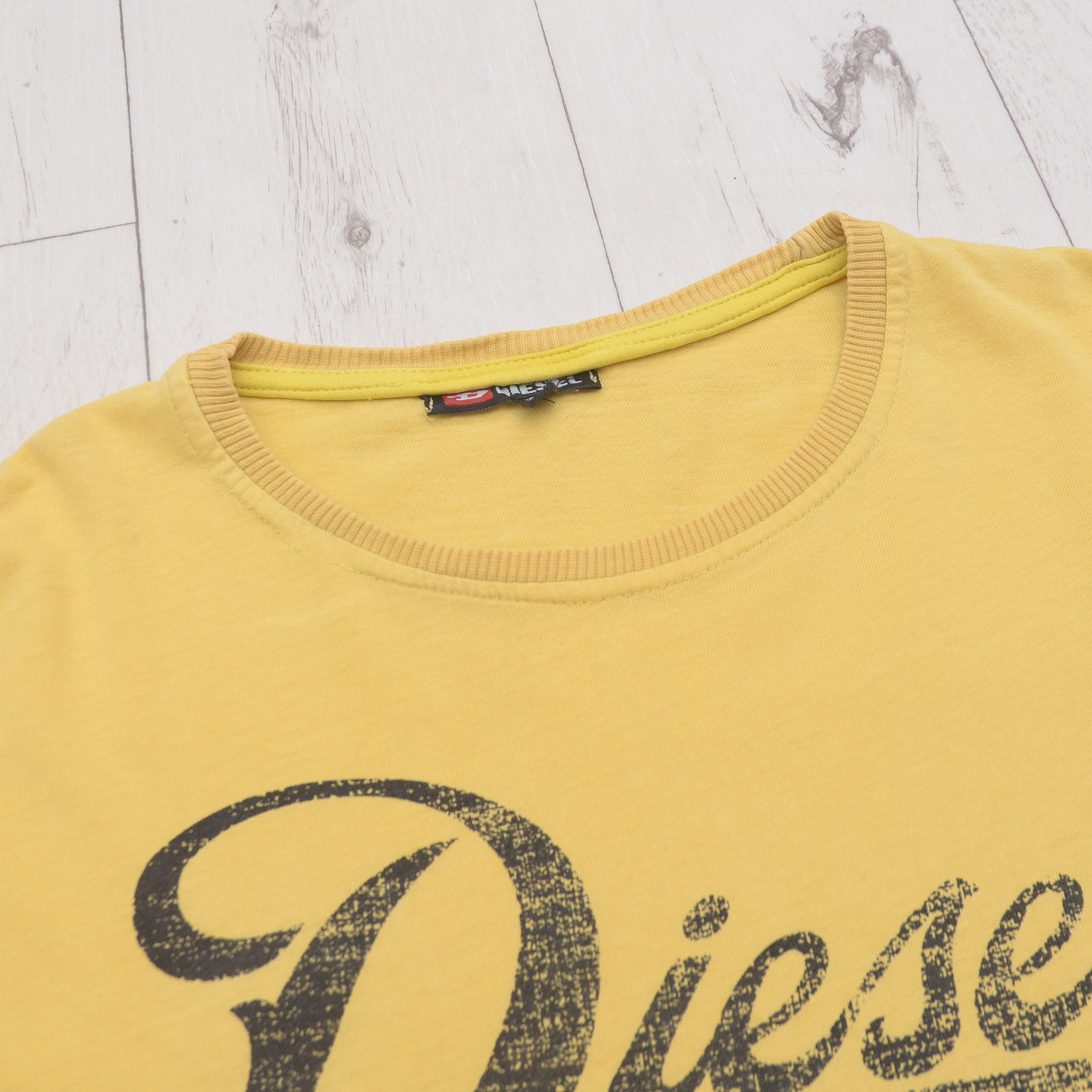 Diesel × Vintage Vintage Diesel Big Logo T-shirt Y2K Faded Tee Yellow Rare Size US XXL / EU 58 / 5 - 5 Thumbnail