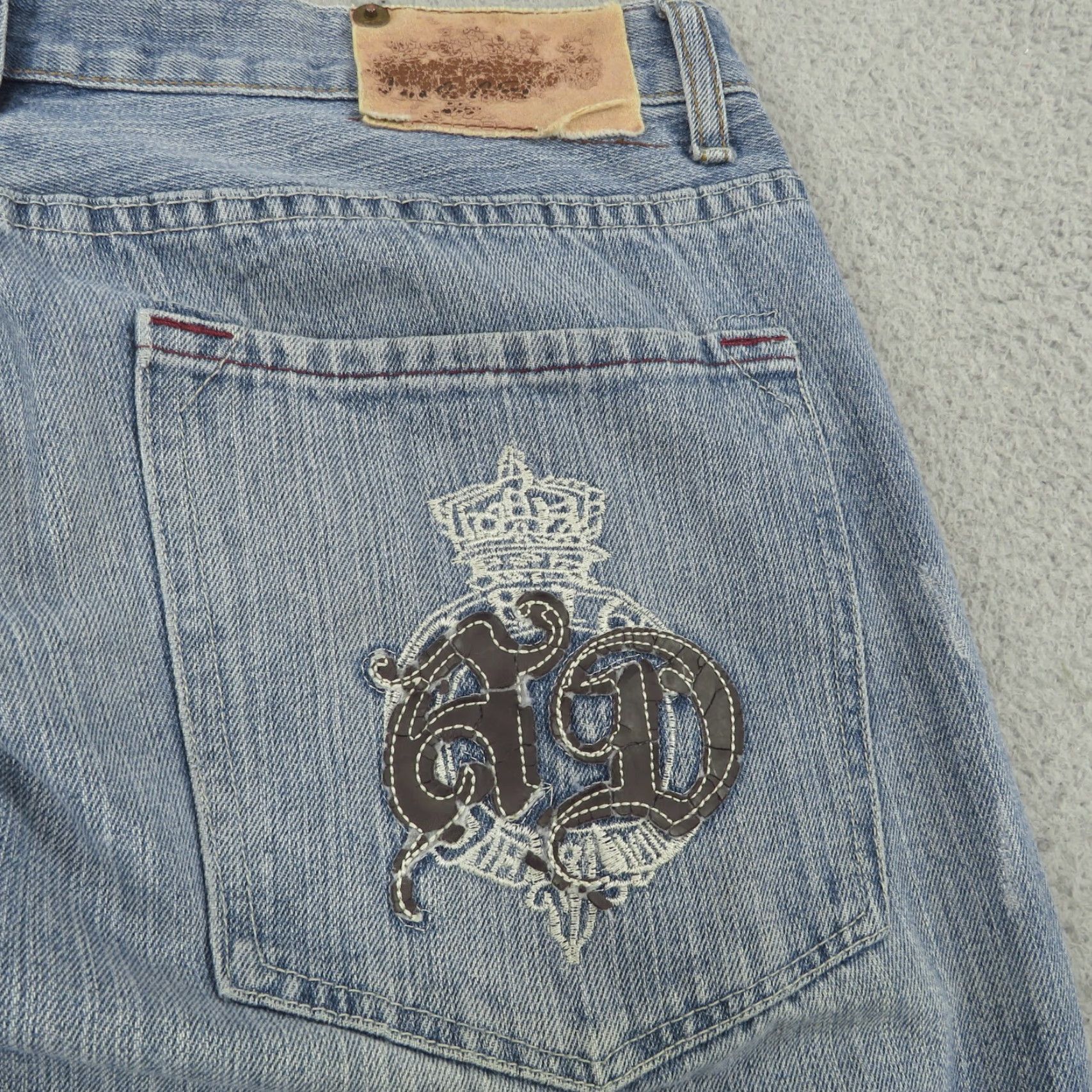 Vintage VINTAGE Artful Dodger Jeans Mens 38 Baggy Grunge Skater Embroidered 10 Leg Opening Pipes Denim 5-Pocket Design Blue Cotton Size US 38 / EU 54 - 6 Thumbnail