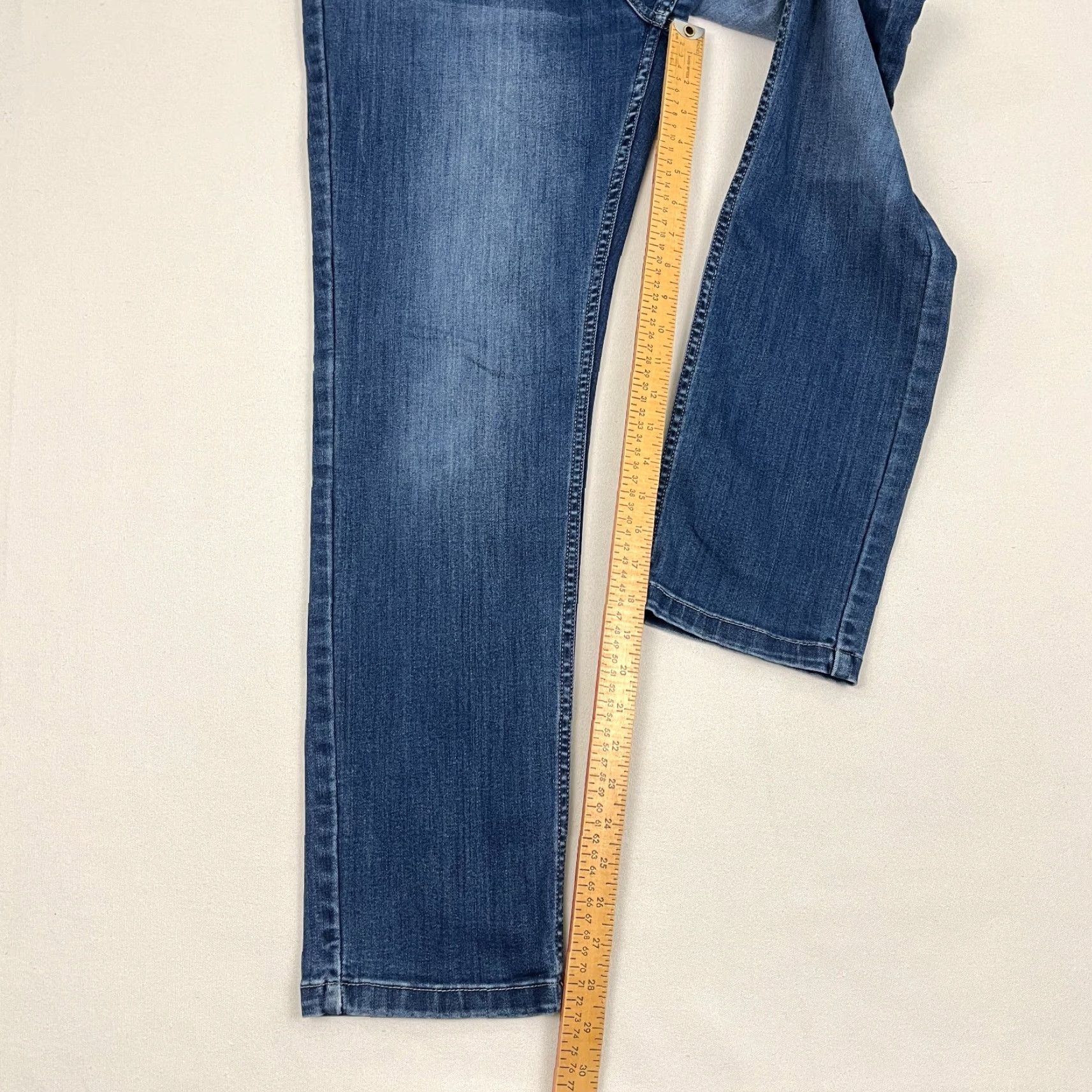 Denime Mugsy Jeans Mens 32 x 29 Medium Blue Denim Stretch Casual Zip Fly Pants Regular Mens Size US 32 / EU 48 - 4 Thumbnail