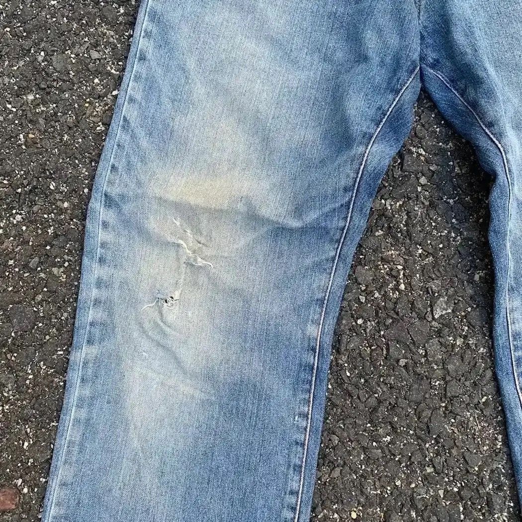 ANKLE PANTS JAPANESE VINTAGE DENIM FADED RIPPED CHECK PANTS