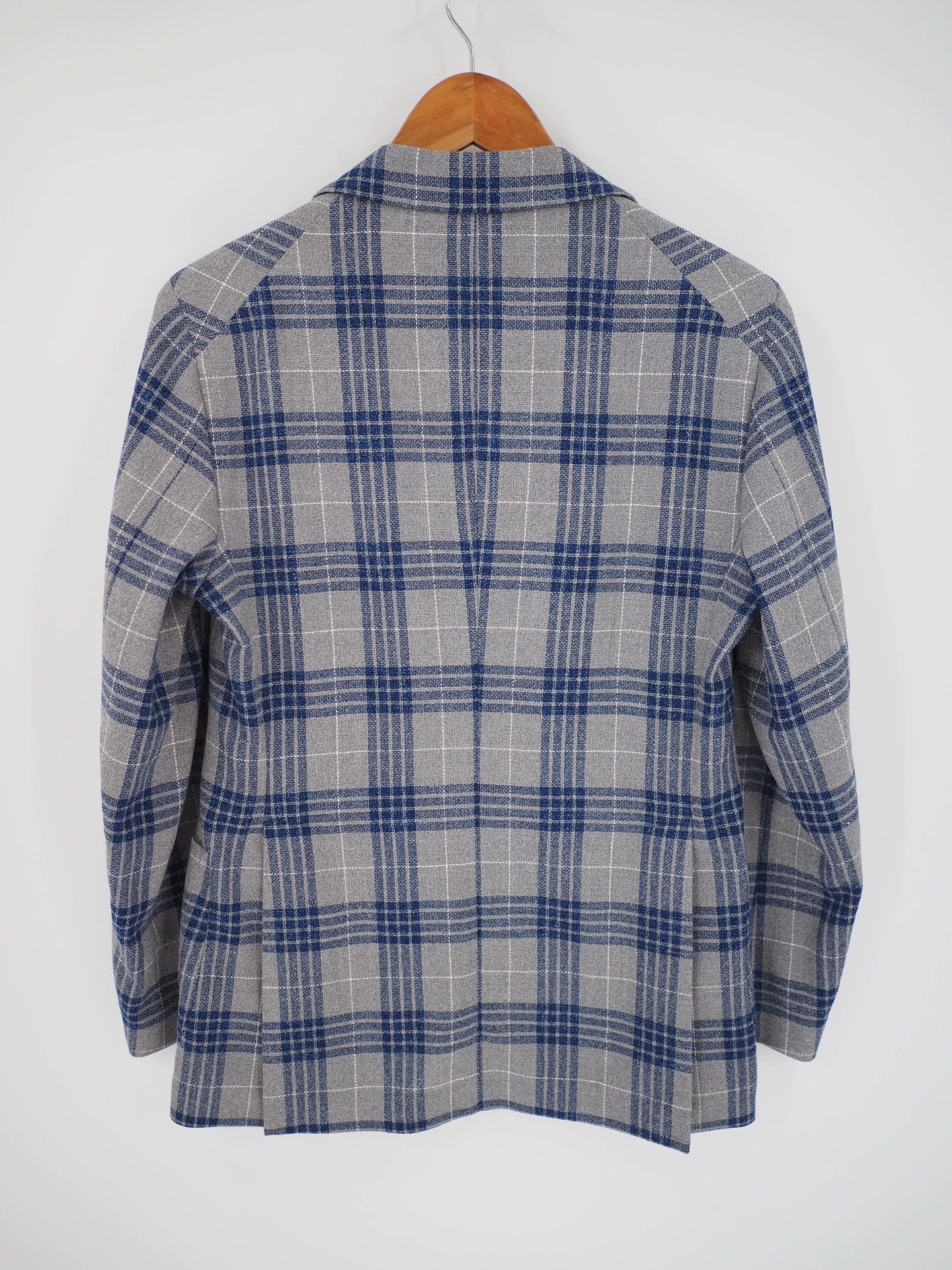 Tagliatore Tagliatore Blue and Gray Plaid Wool Blend Blazer Size 44R - 2 Thumbnail