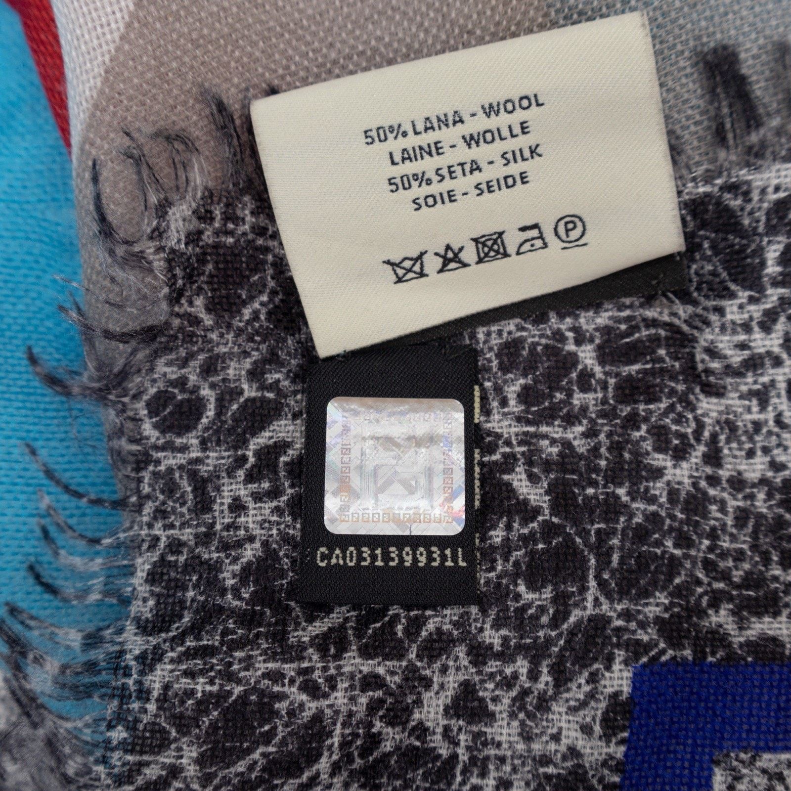 Fendi FENDI Abstract Geometric Birds Wool/Silk Square Scarf Shawl Size ONE SIZE - 9 Thumbnail