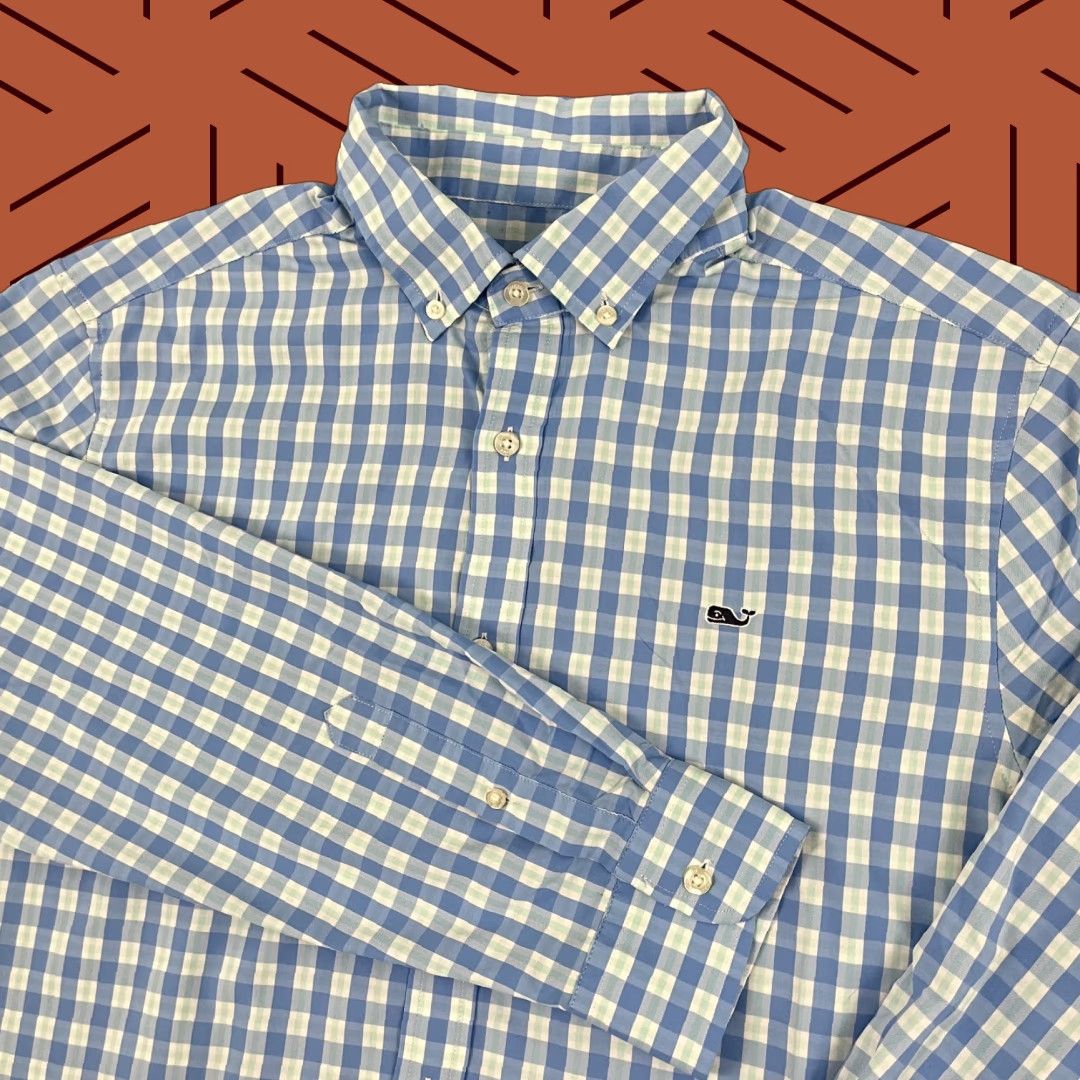 Vineyard Vines Vineyard Vines Whale Shirt Mens L Blue White Plaid Performance Button-Down Shirt Size US L / EU 52-54 / 3 - 1 Thumbnail